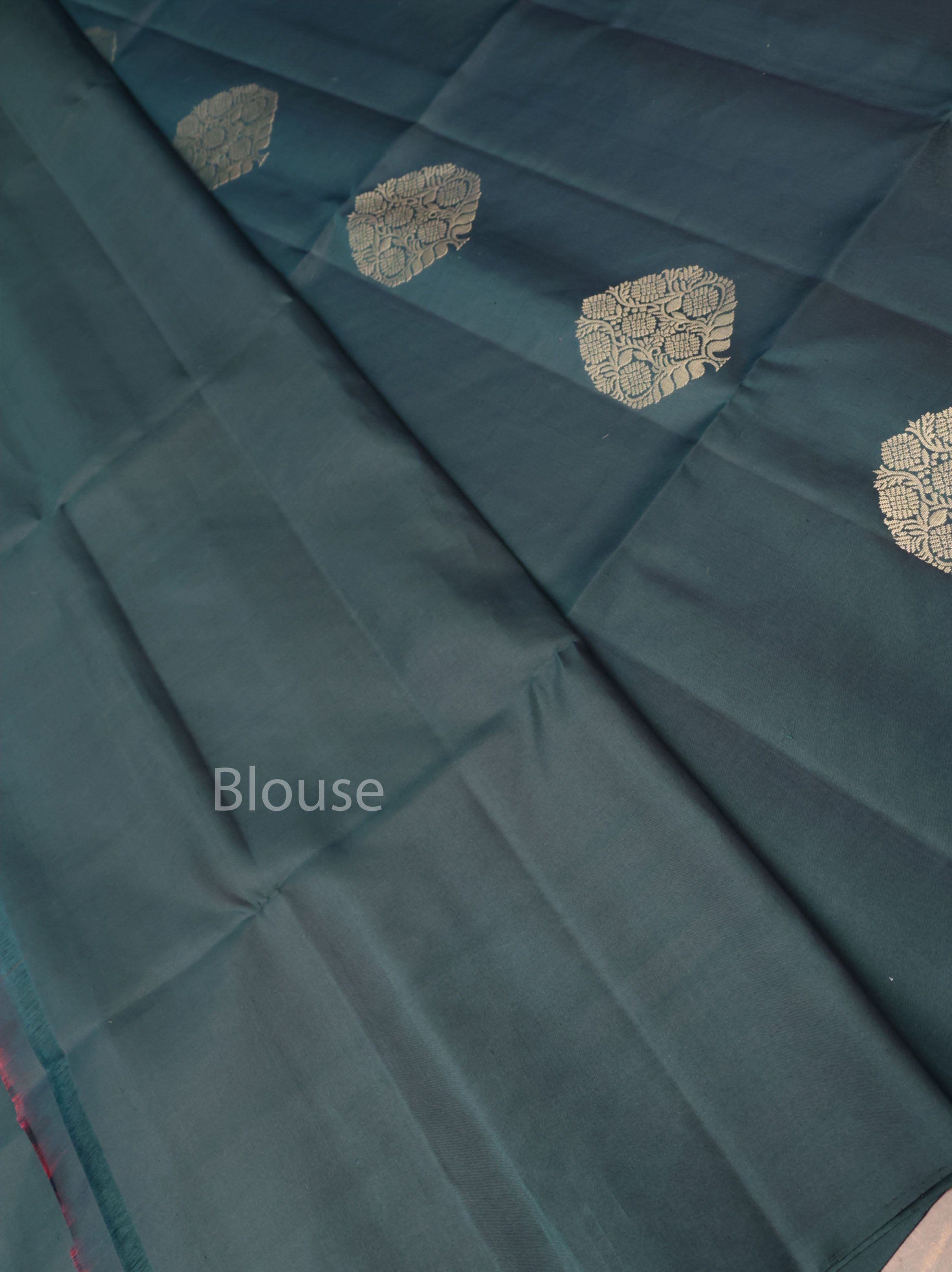 Dark Bottle Green Pure Soft Silk Saree