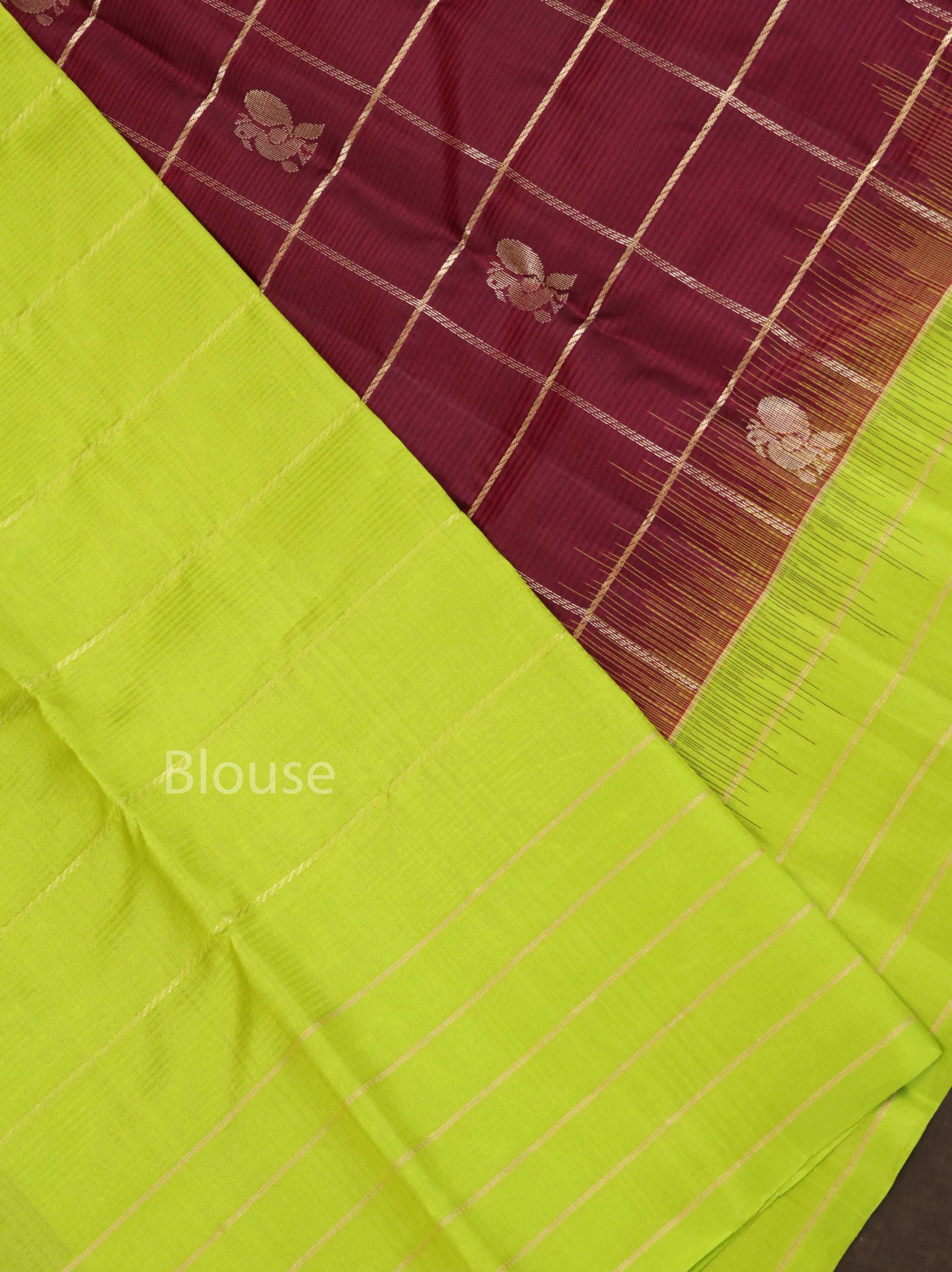 Cocoa Bean Brown With Parrot Green Pure Kanchivaram Silk Saree