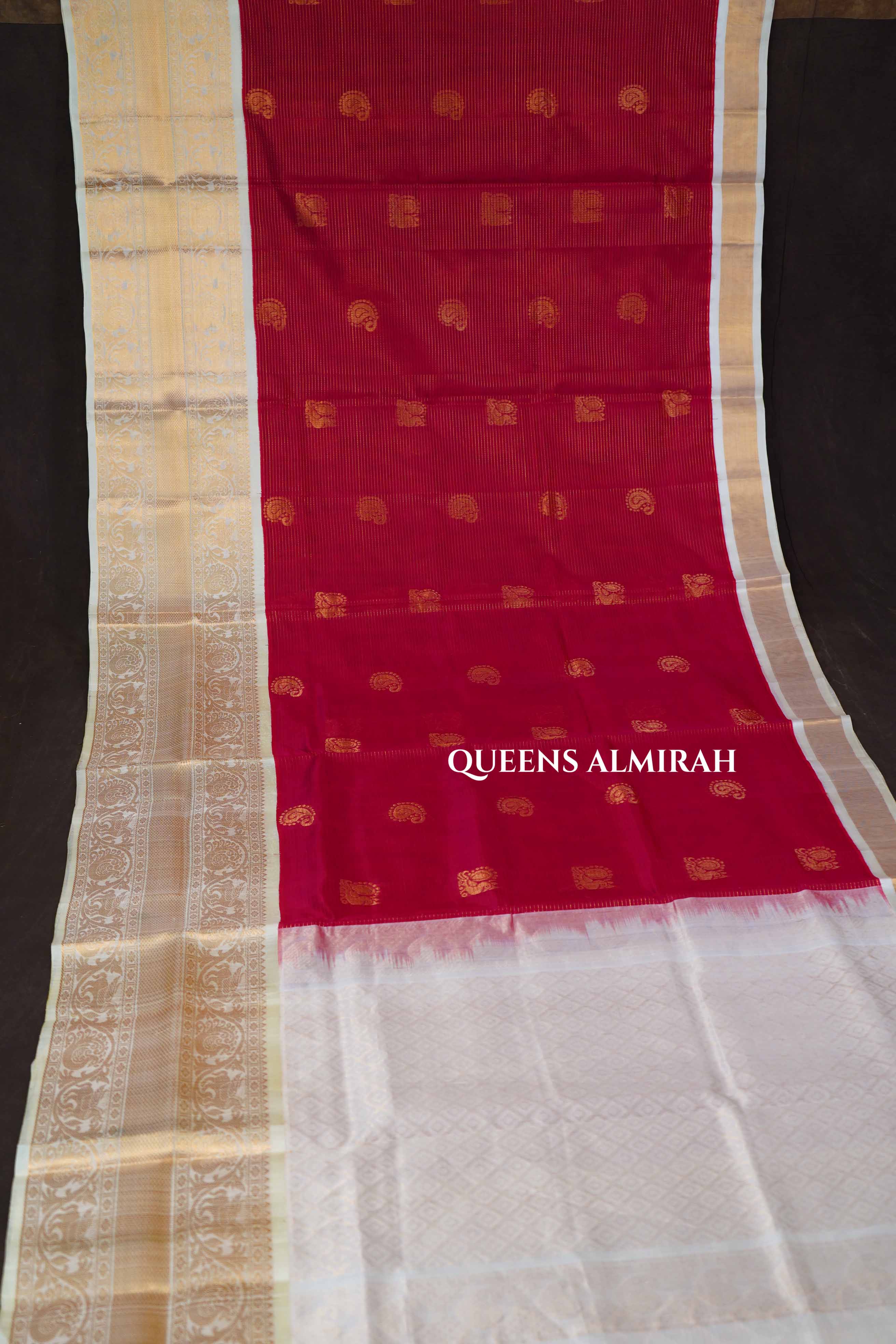 Rani Pink With Off White Pure Silk Cotton Saree
