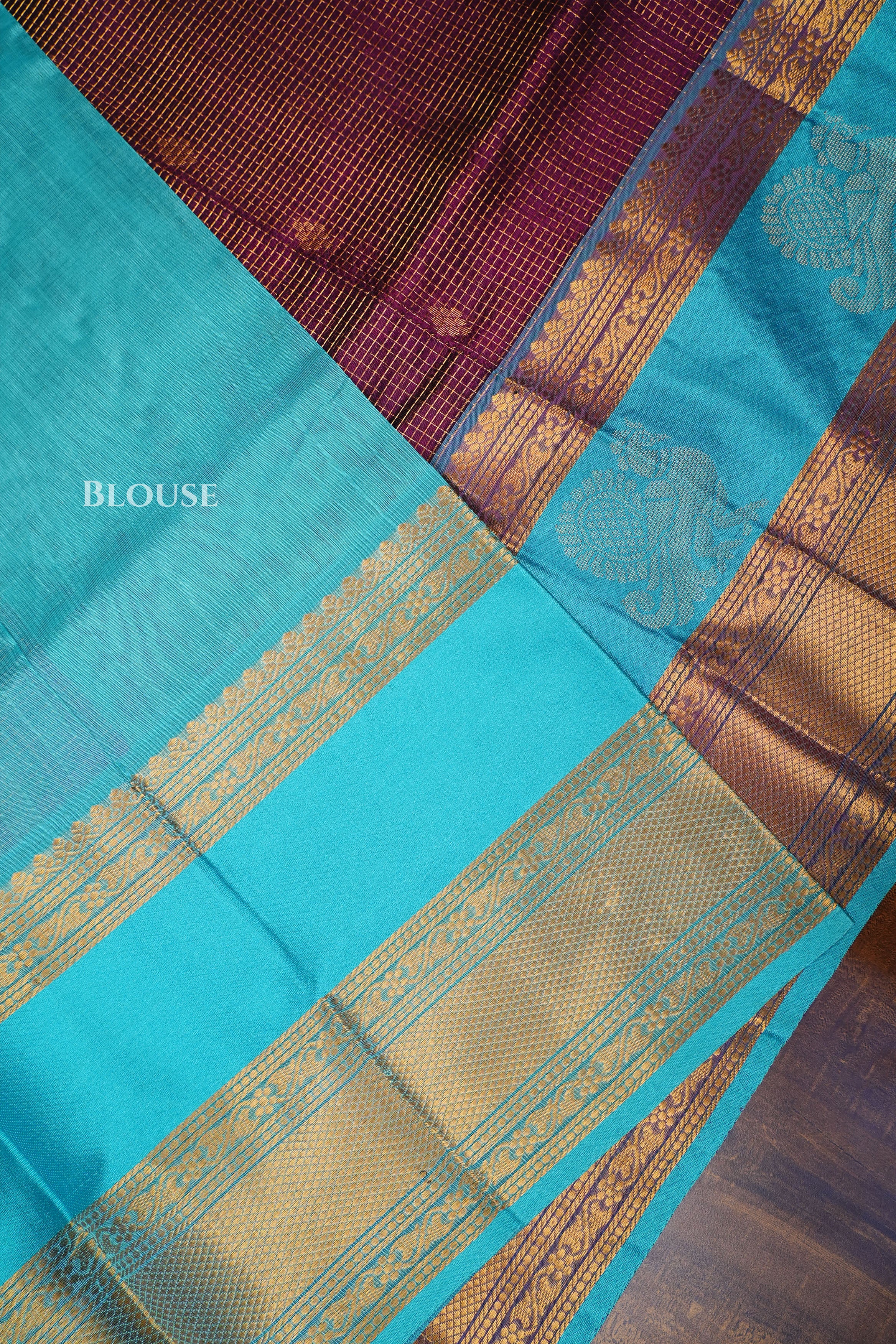 Purple With Blue Pure Silk Cotton Saree