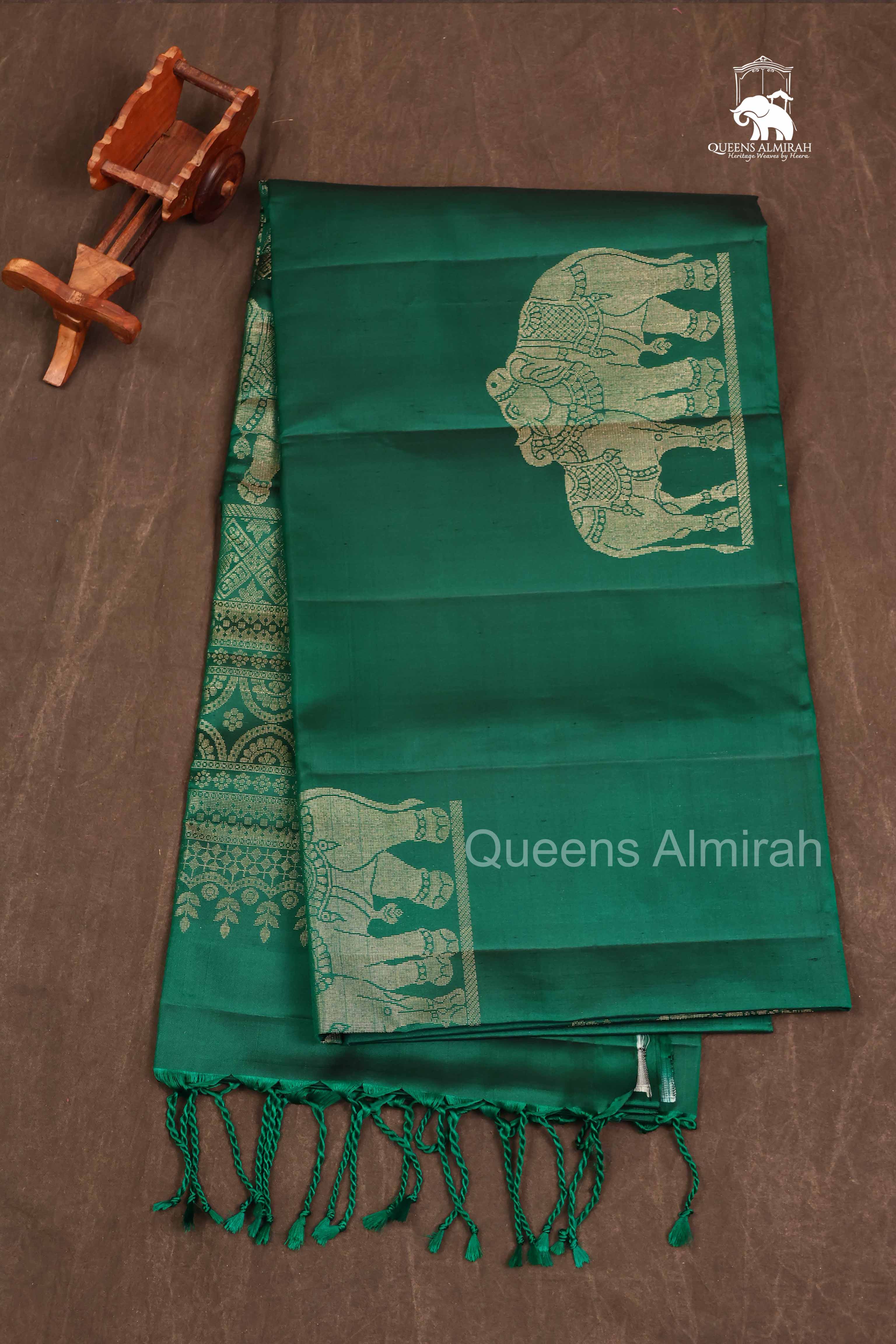 Dark Green Pure Soft Silk Saree