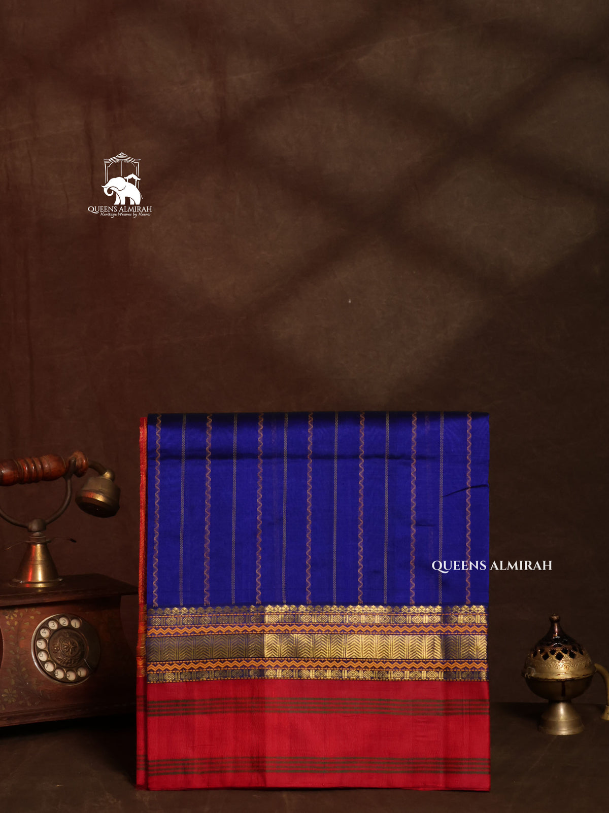 Ms Blue With Red Pure Silk Cotton Saree