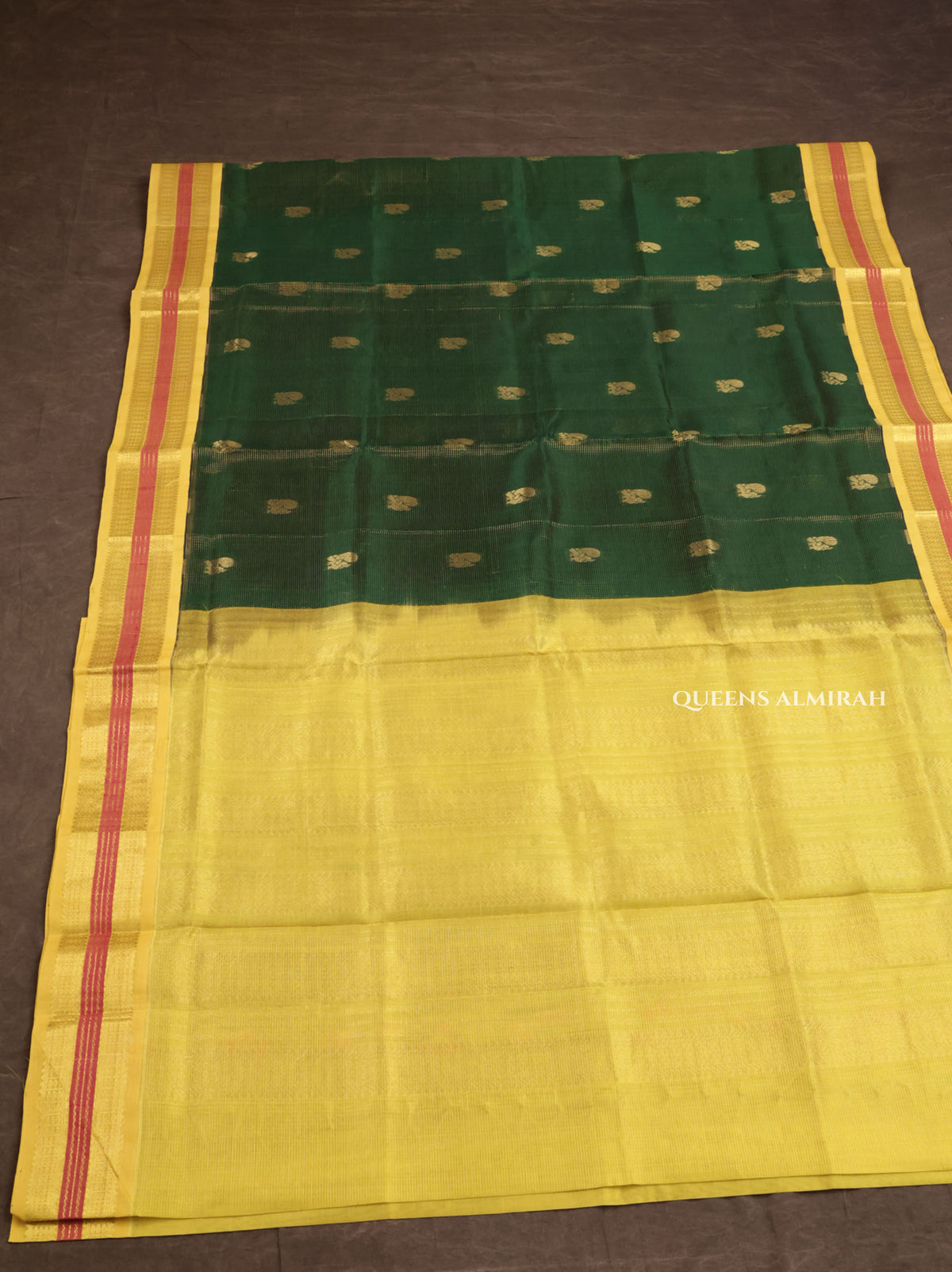Green With Yellow Pure Silk Cotton Saree