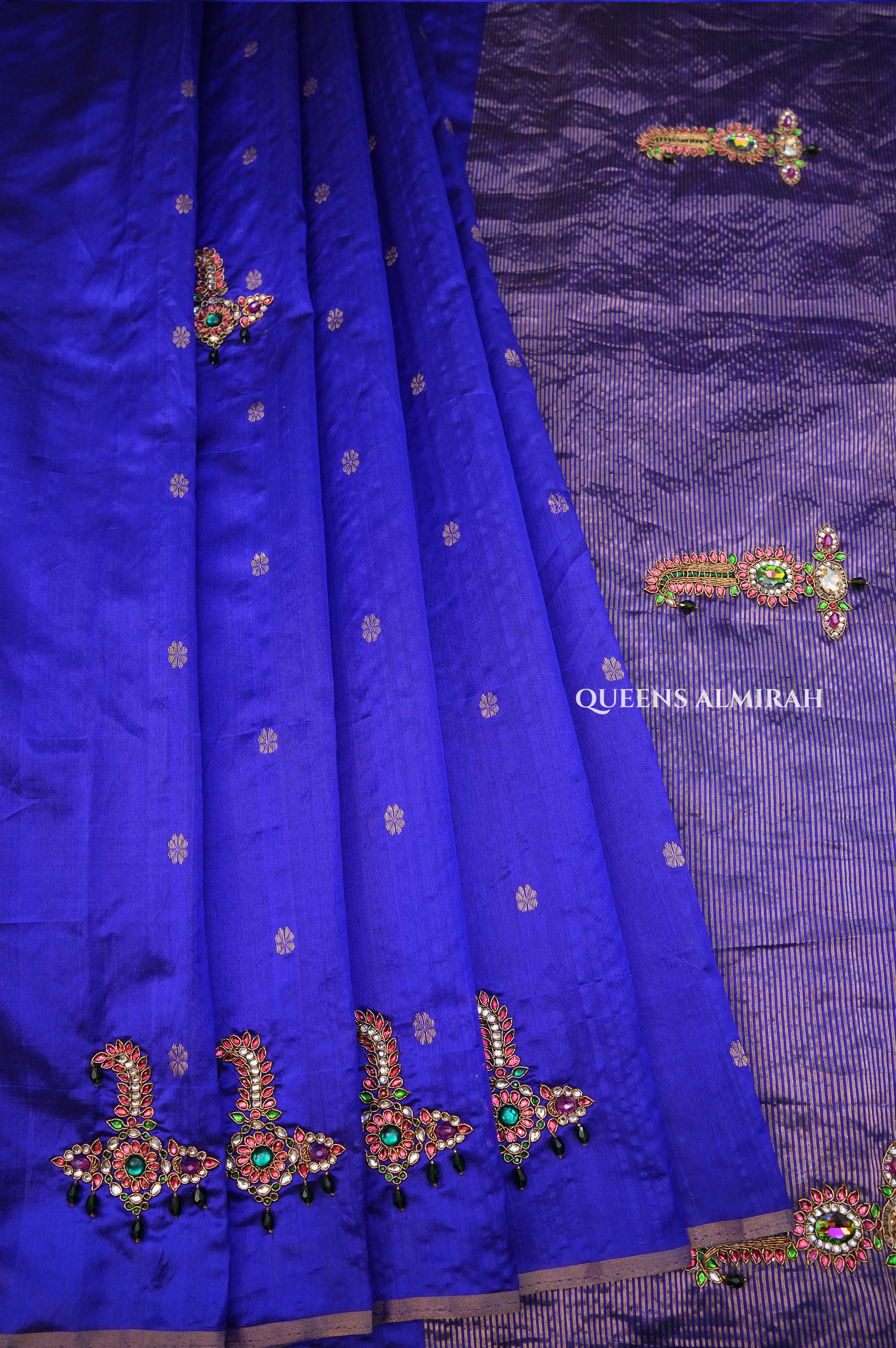 Blue Sarpech Designer Pure Chanderi Silk Saree