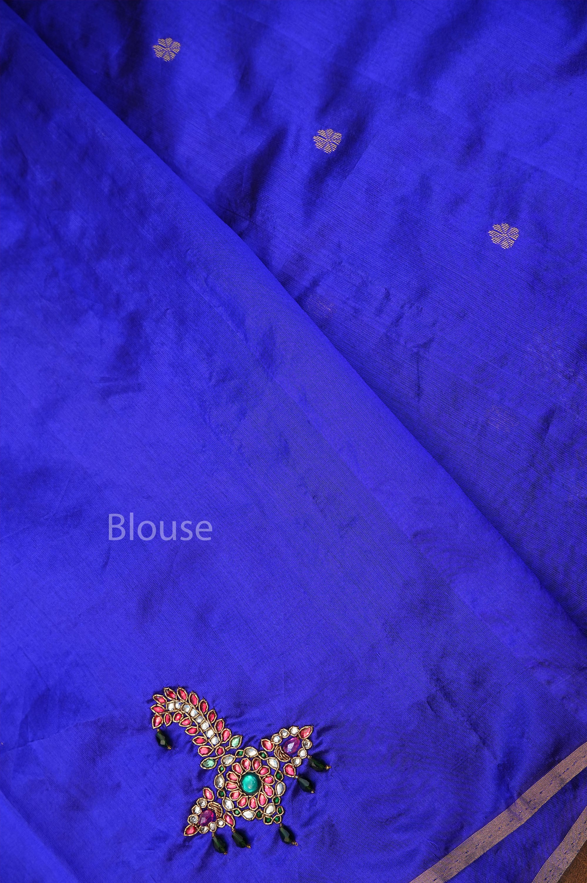 Blue Sarpech Designer Pure Chanderi Silk Saree