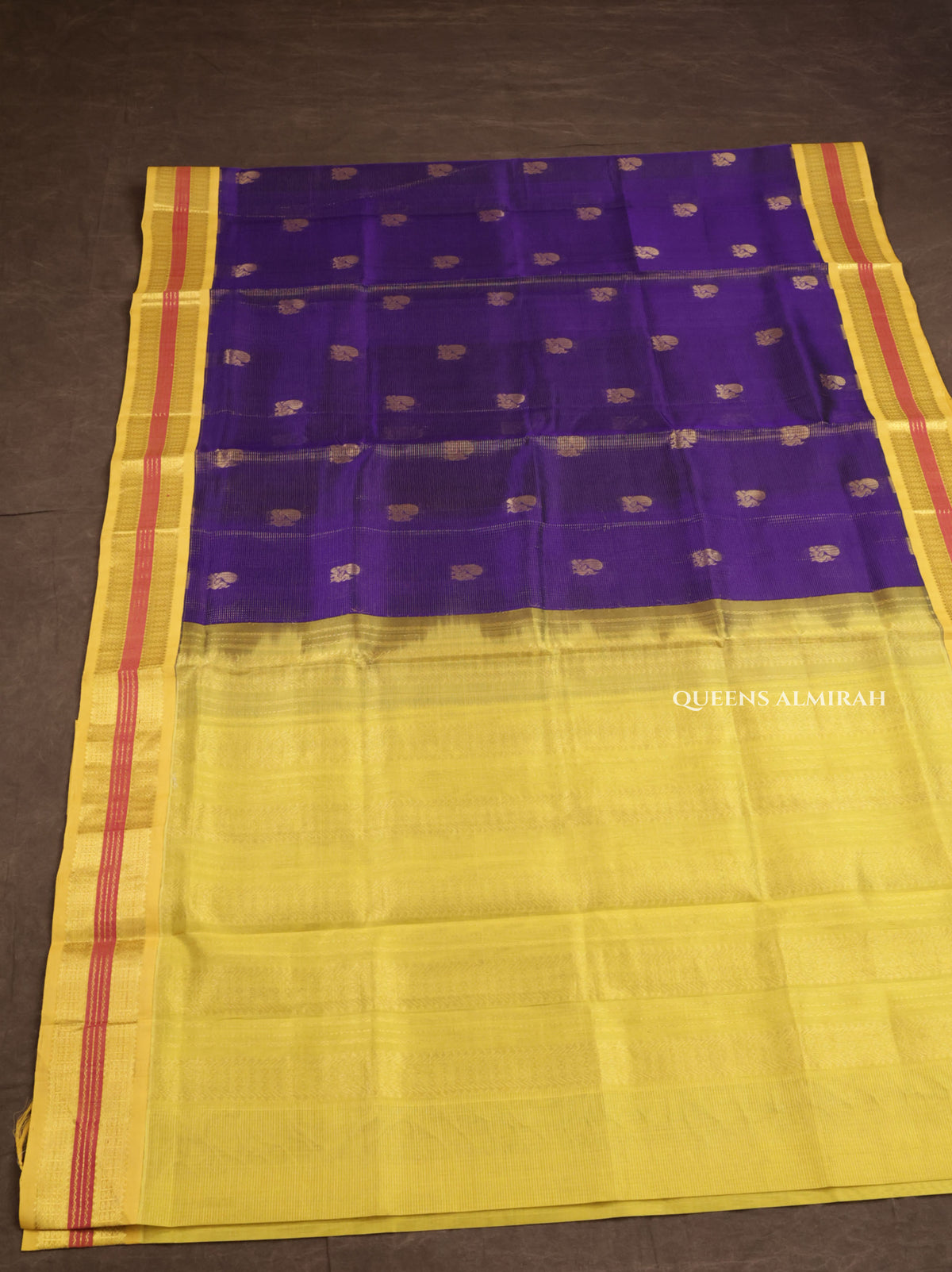 Navy Blue With Yellow Pure Silk Cotton Saree