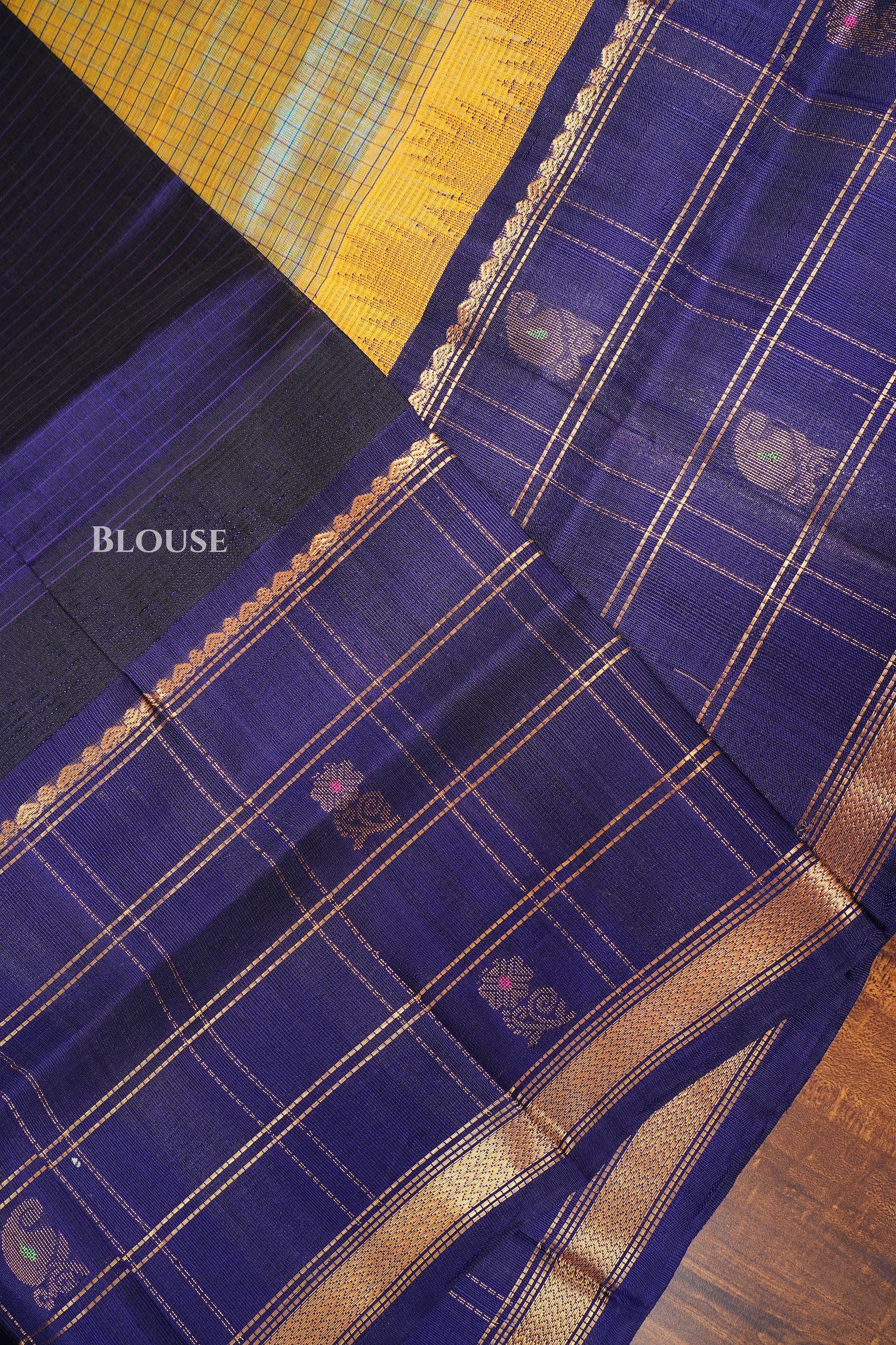 Sky Blue With Navy Blue Pure Kanchi Silk Cotton Saree