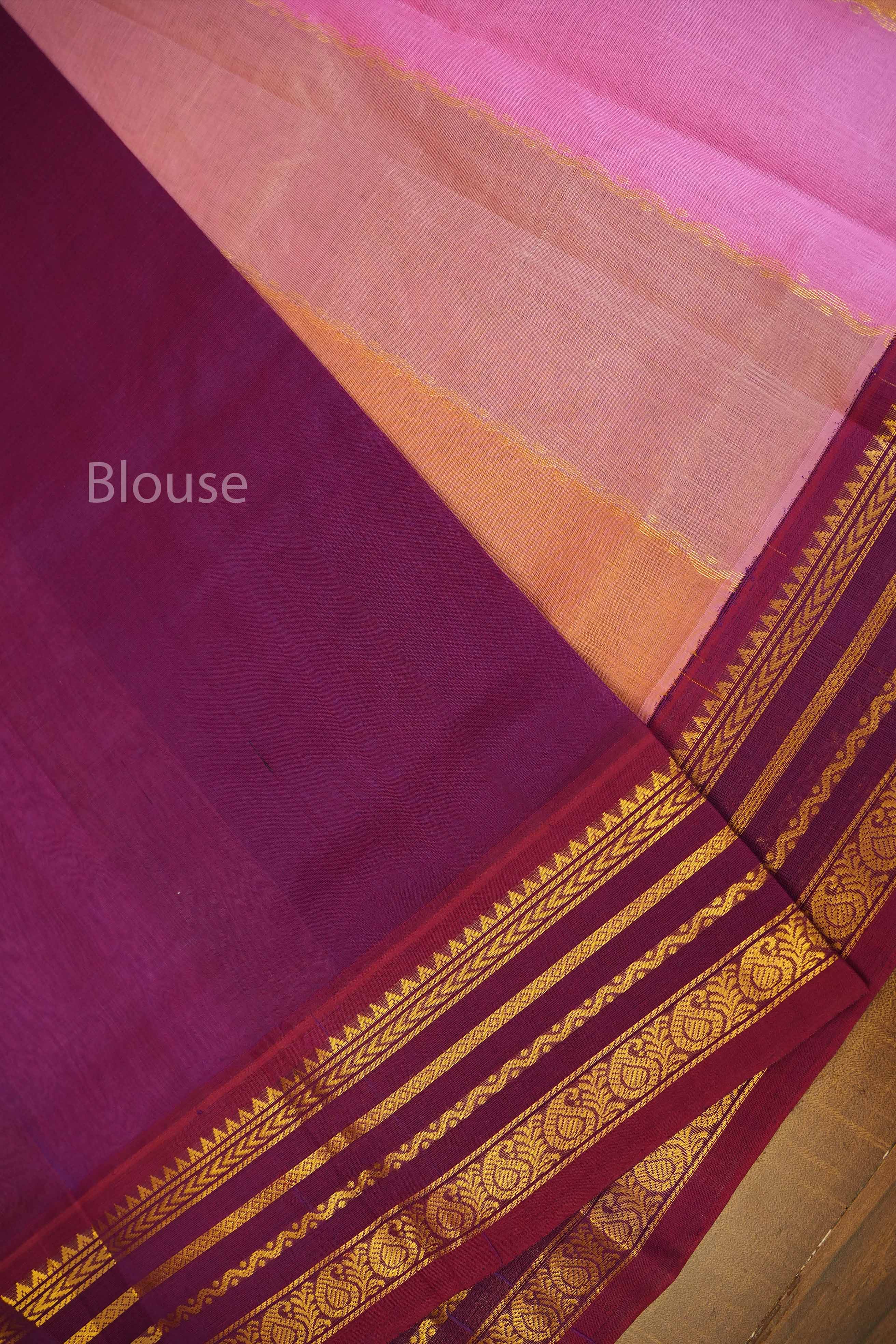 Multi Color With Purple Varisapet Border Pure Silk Cotton Saree