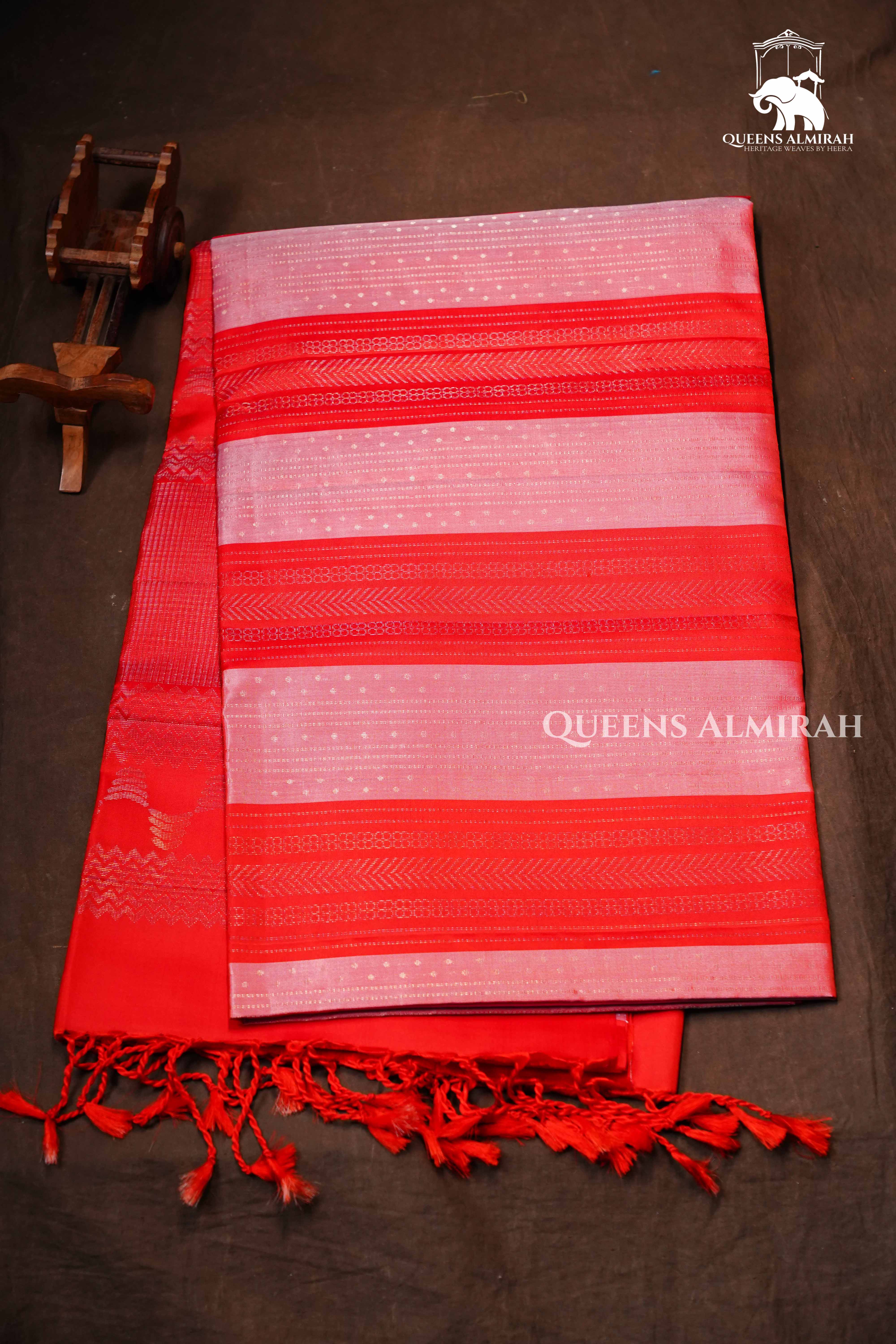 Cherry Red Pure Soft Silk Saree