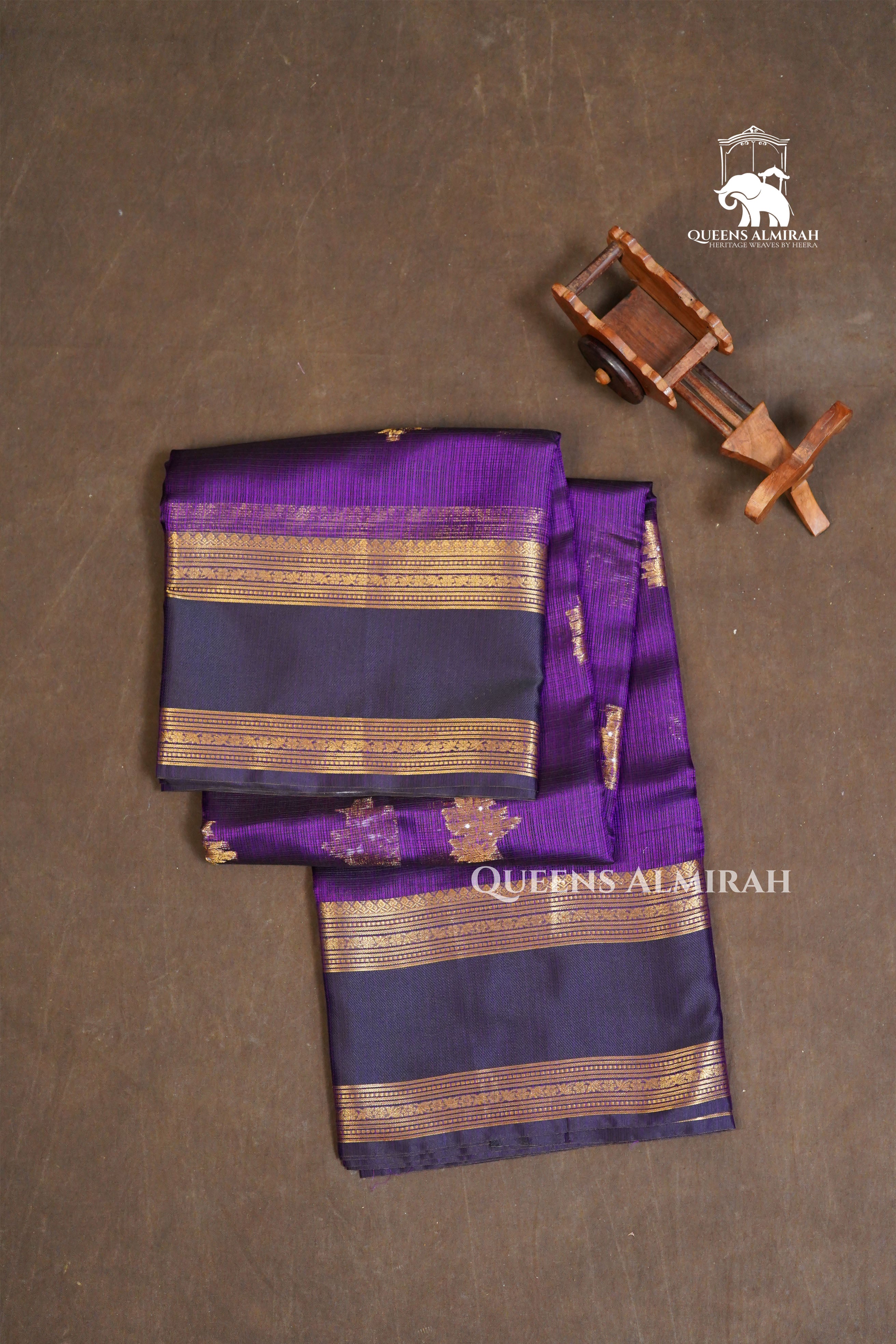 Purple Gap Border Pure Kota Silk Saree