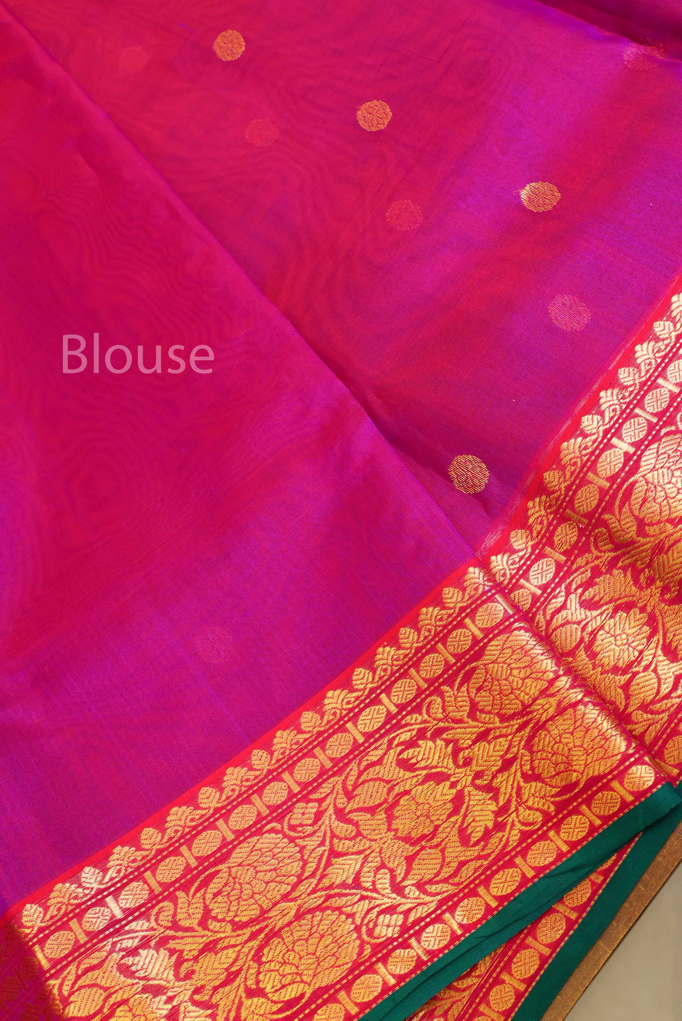 Purple With Red Chanderi Katan Silk Handloom Saree