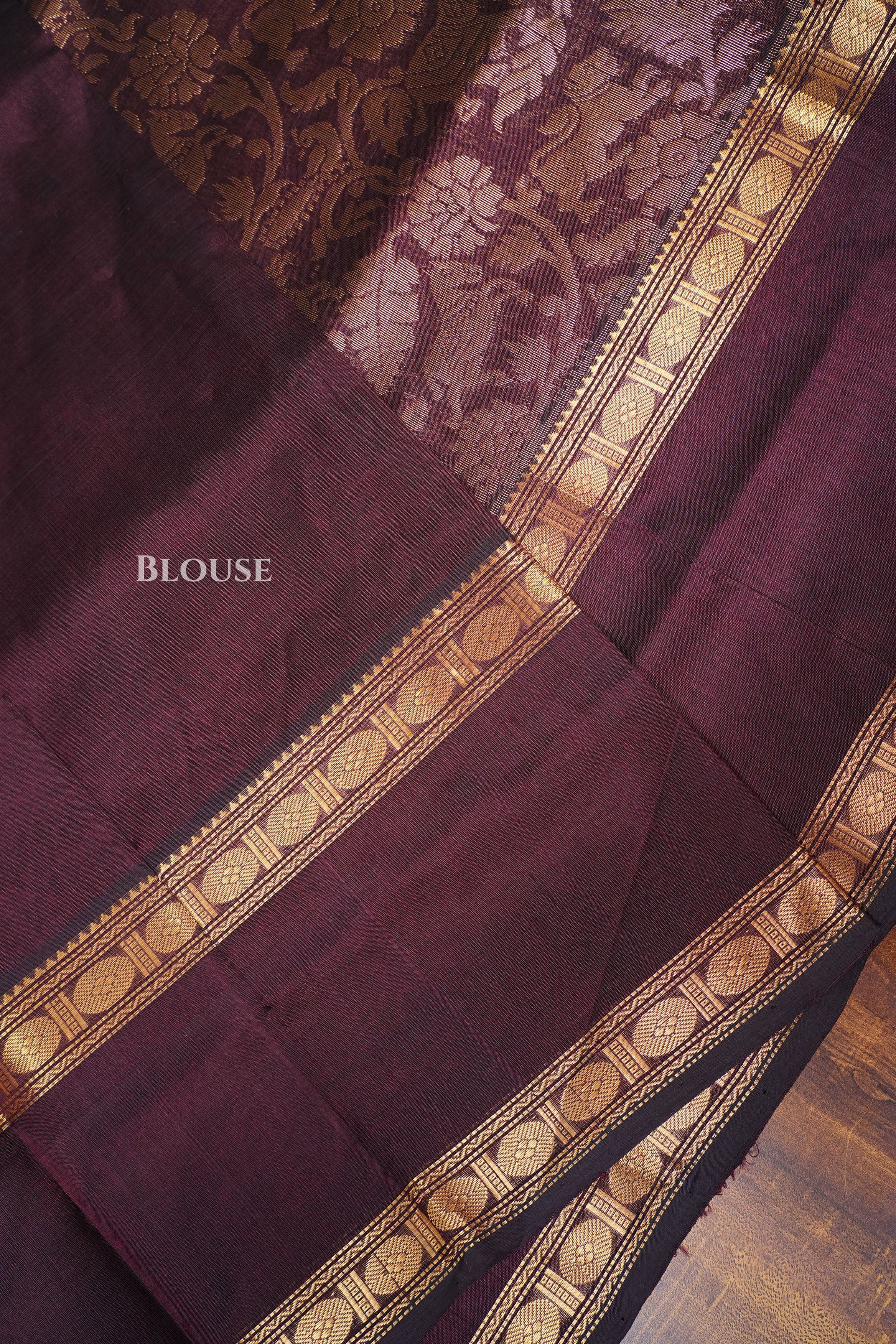 Chocolate Brown Vanasingaram Pure Kanchi Silk Cotton Saree