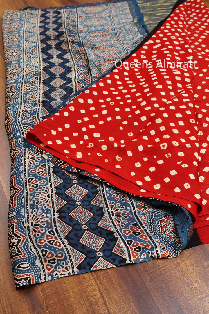DARK RED MODAL SILK SAREE - Queens Jewel Emporium