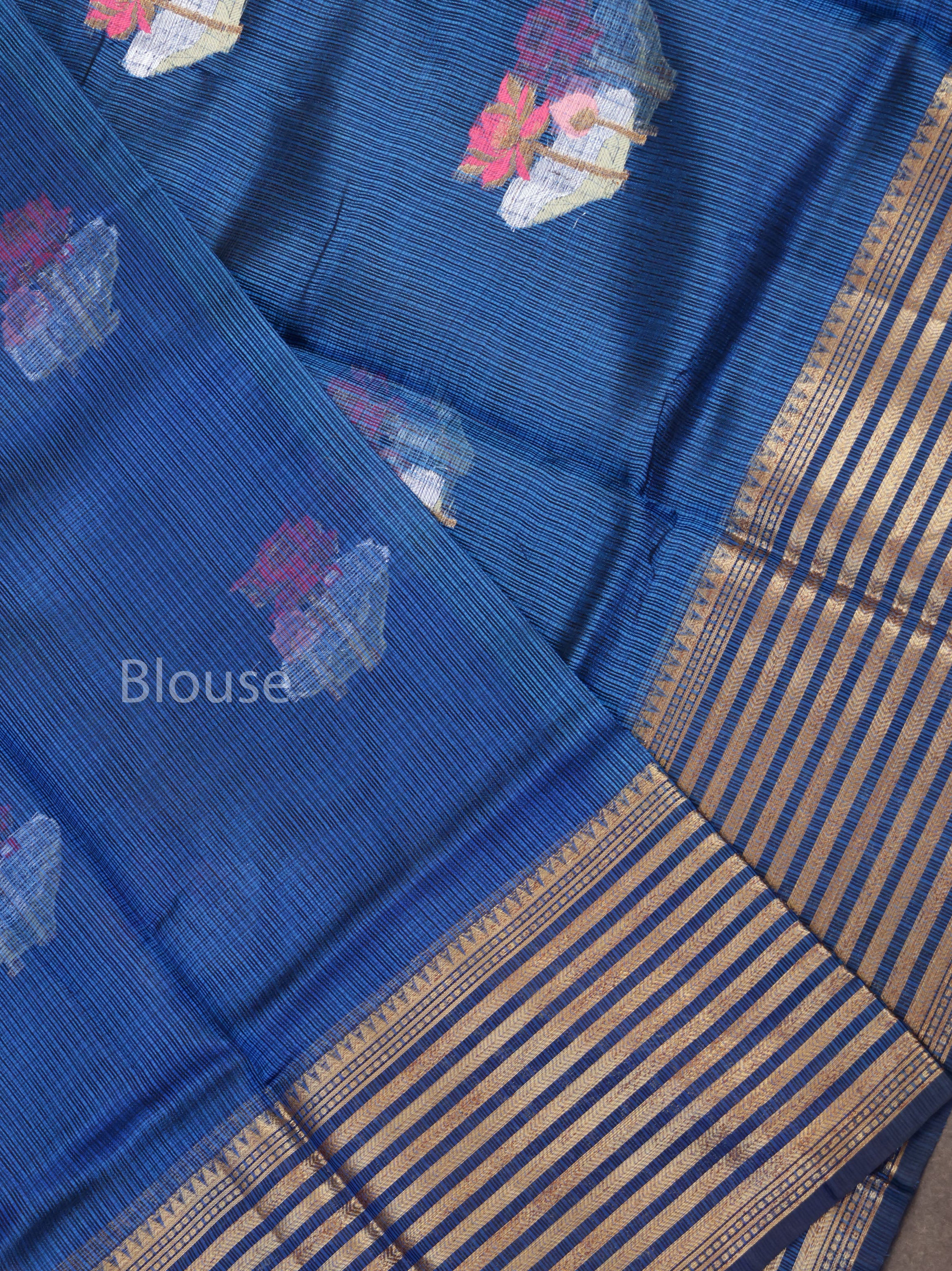 Peacock Blue With Varisapet Border Pure Kota Silk Saree