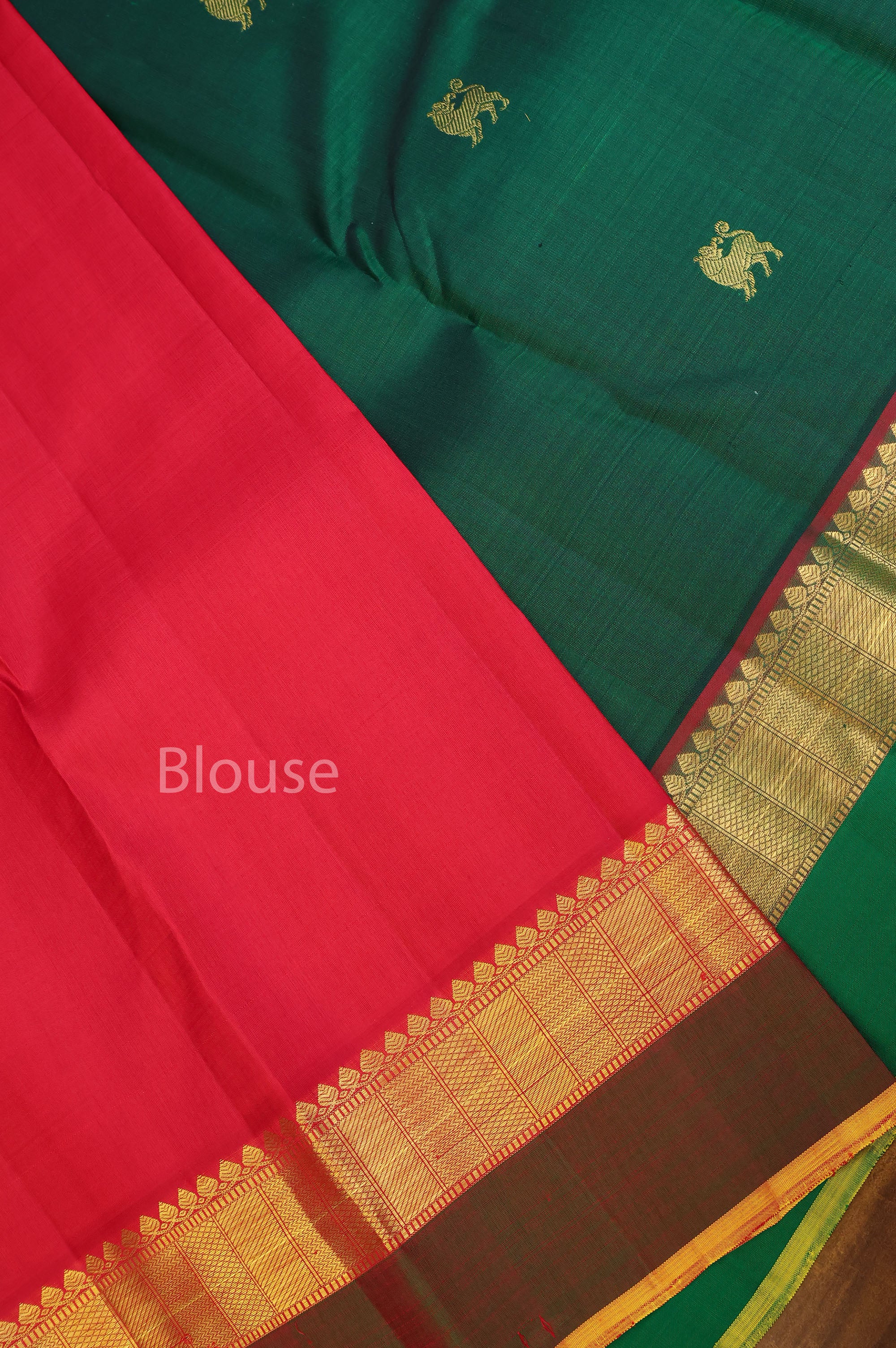 Bottle Green Pure kanchivaram Silk Saree