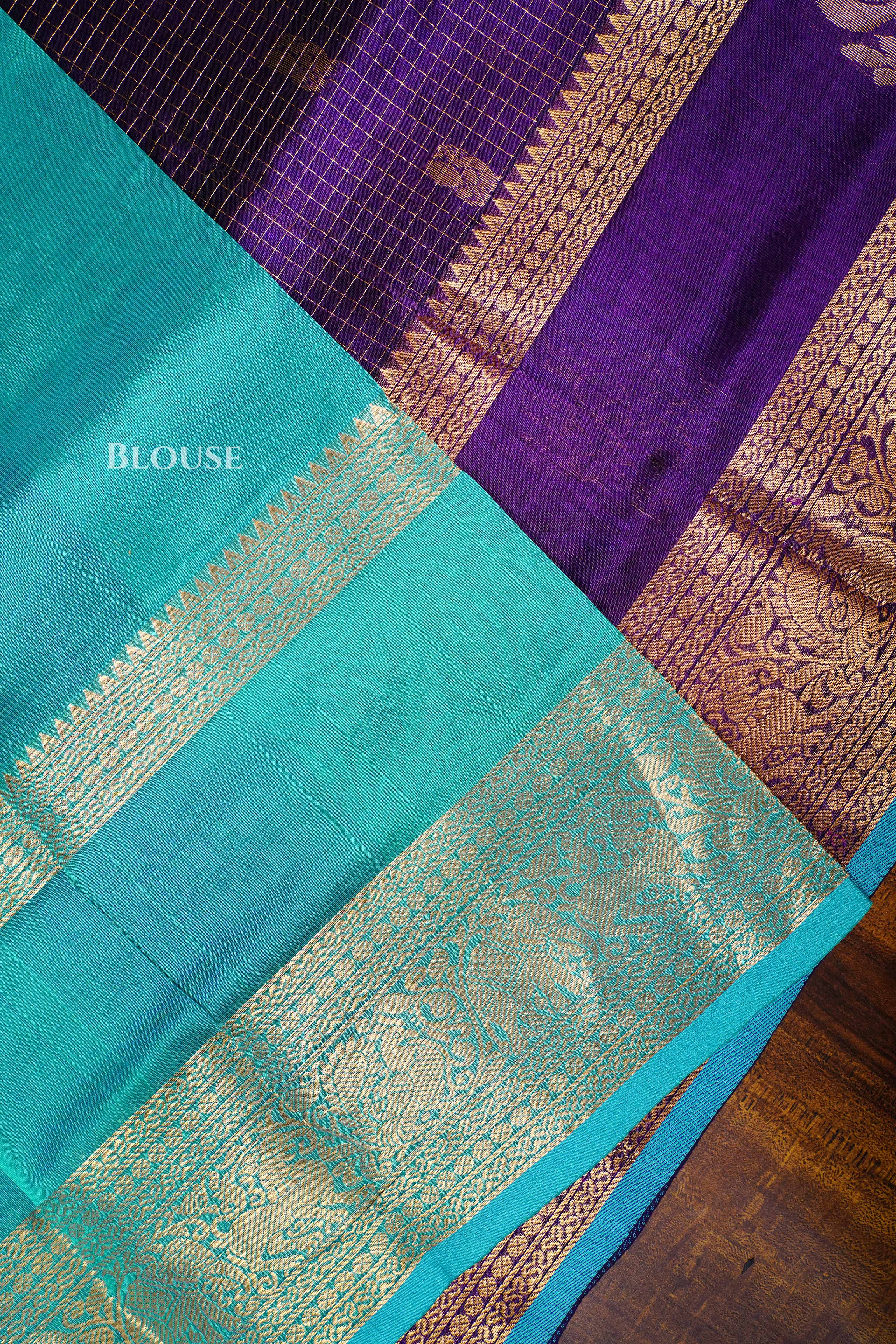 Purple With Blue Pure Silk Cotton Saree