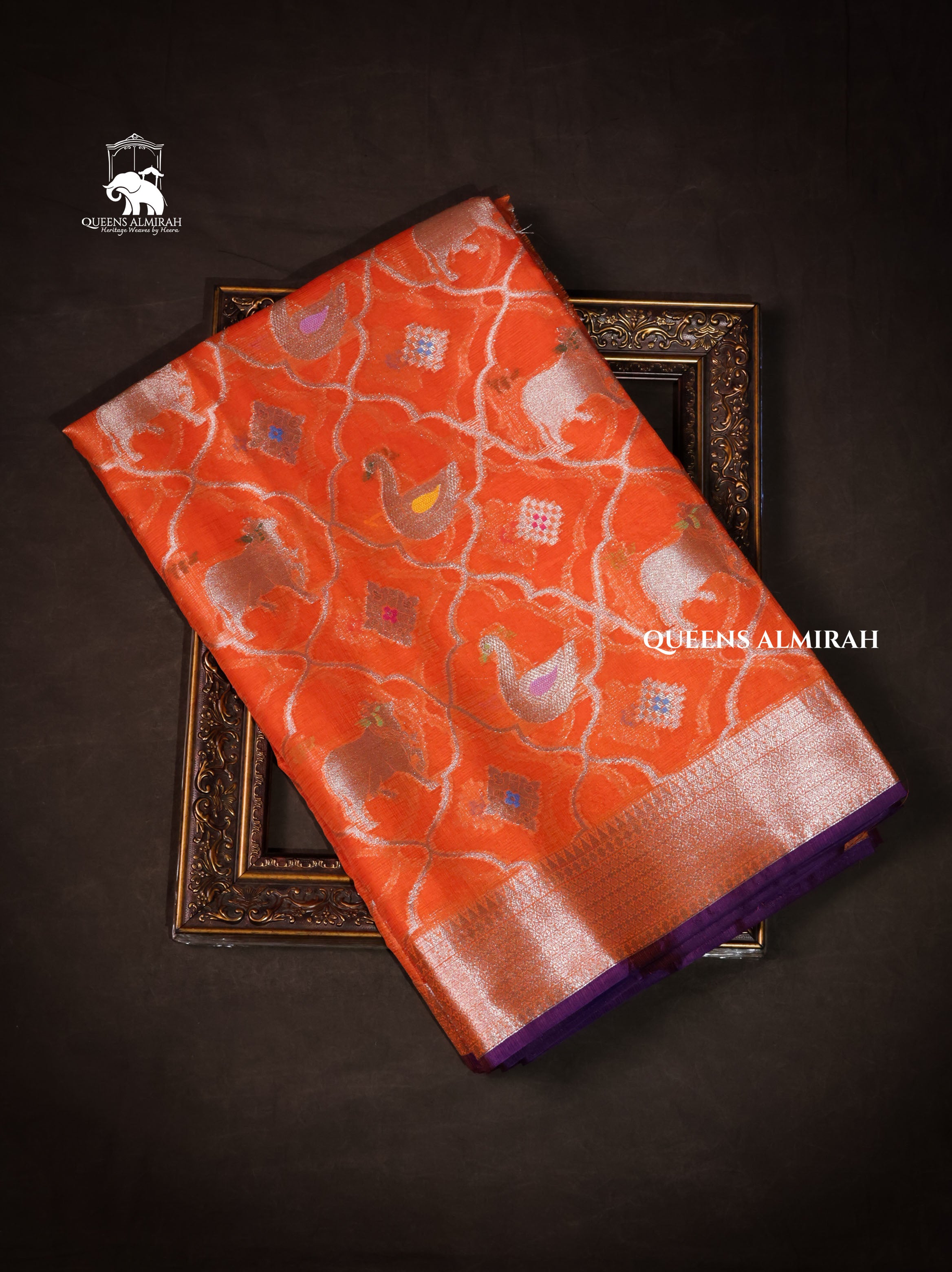 Orange  Semi Kota Silk Cotton Saree