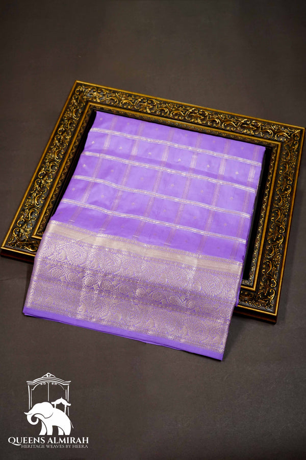 HEATHER PURPLE WITYH WOVEN BORDER SOFT SILK SAREE - Queens Jewel Emporium
