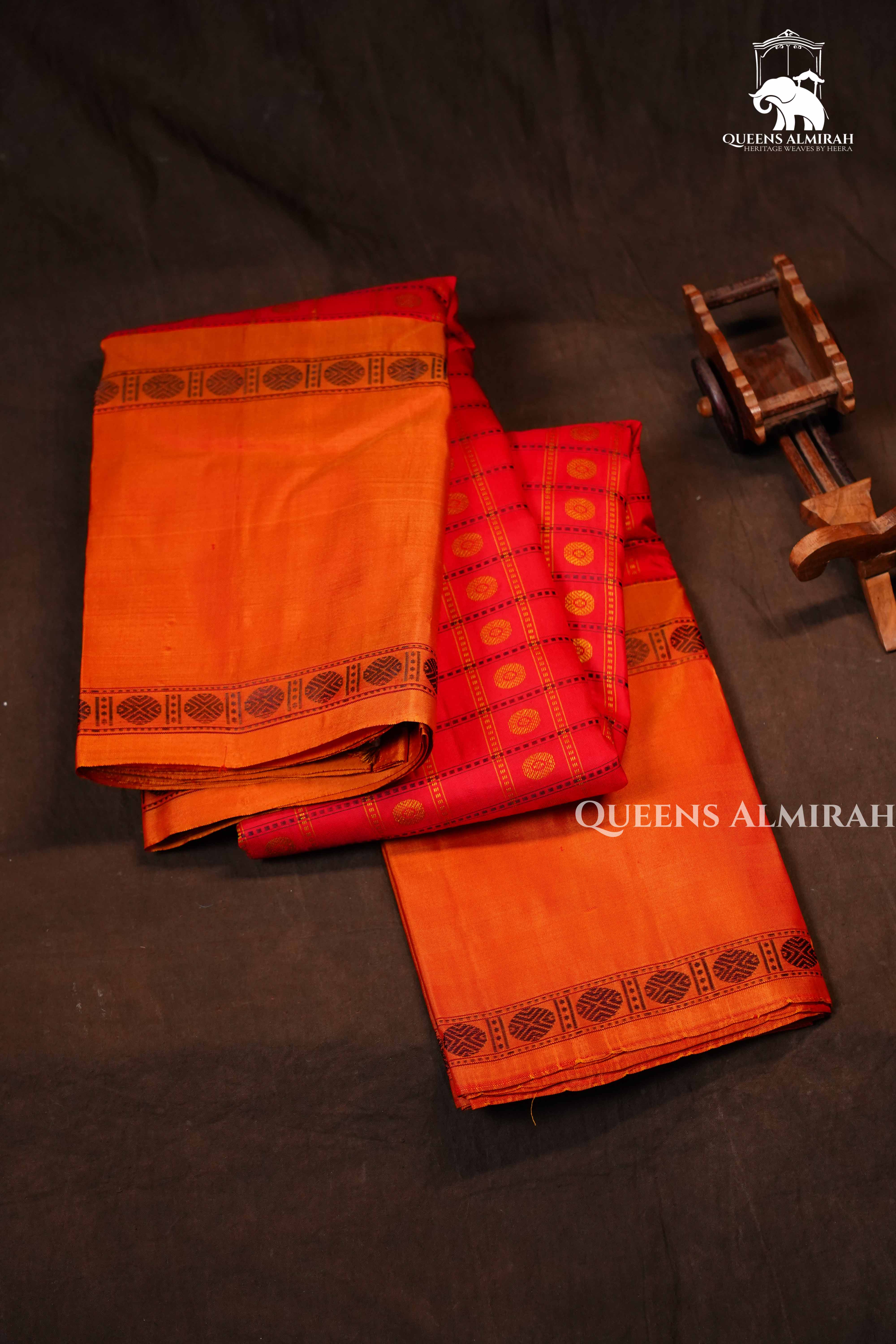 Tomato Red Pure Kanchivaram Silk Saree
