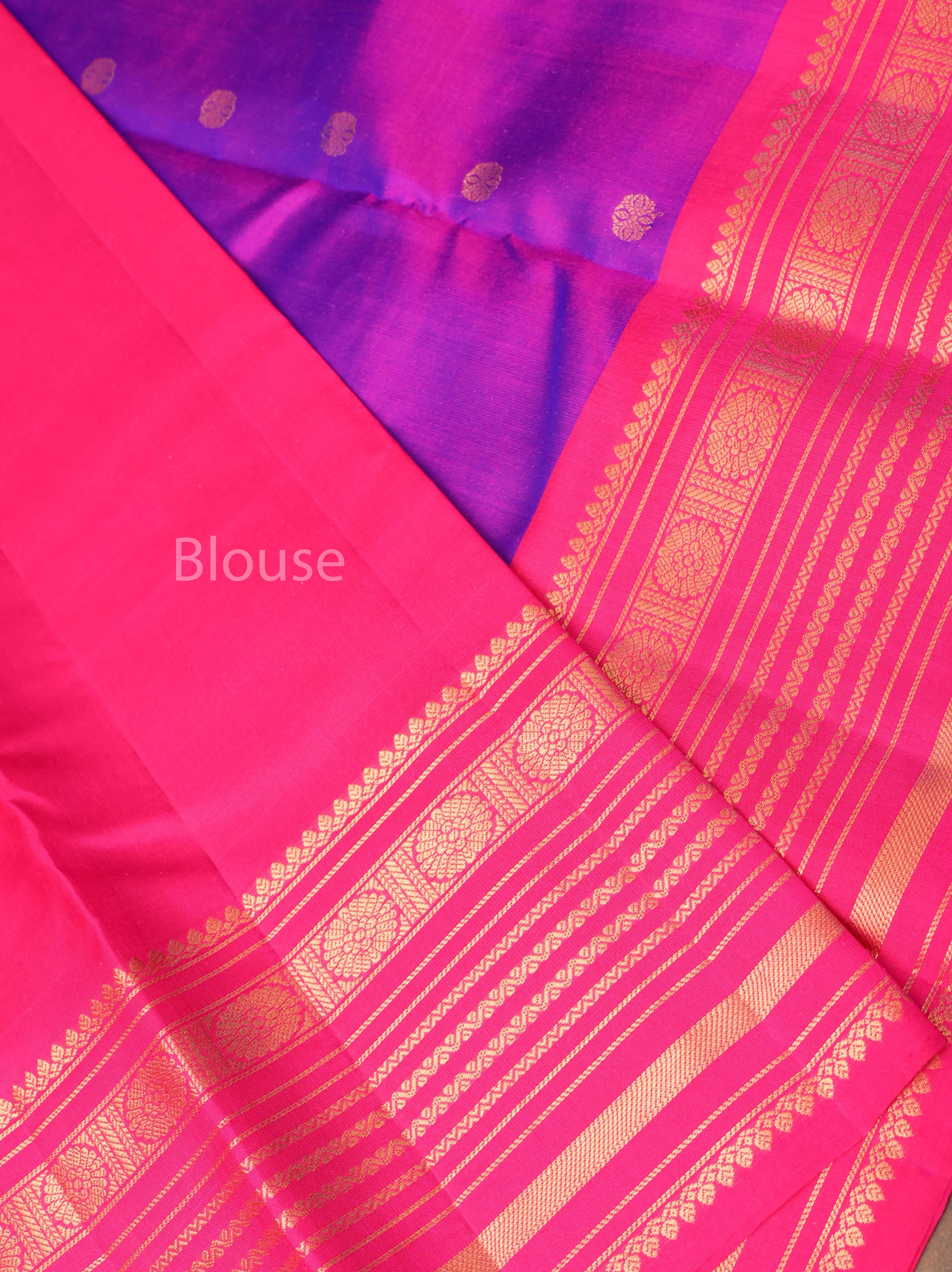 Vadamalli Purple With Rani Pink Pure Kanchivaram Silk Saree