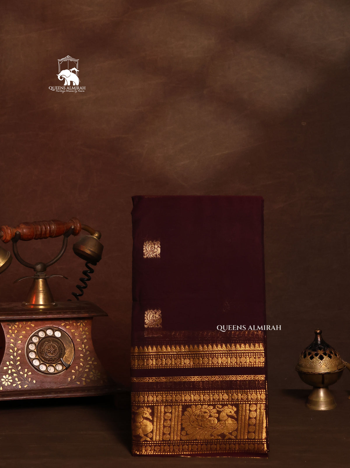 Dark Brown Kanchi Cotton Saree