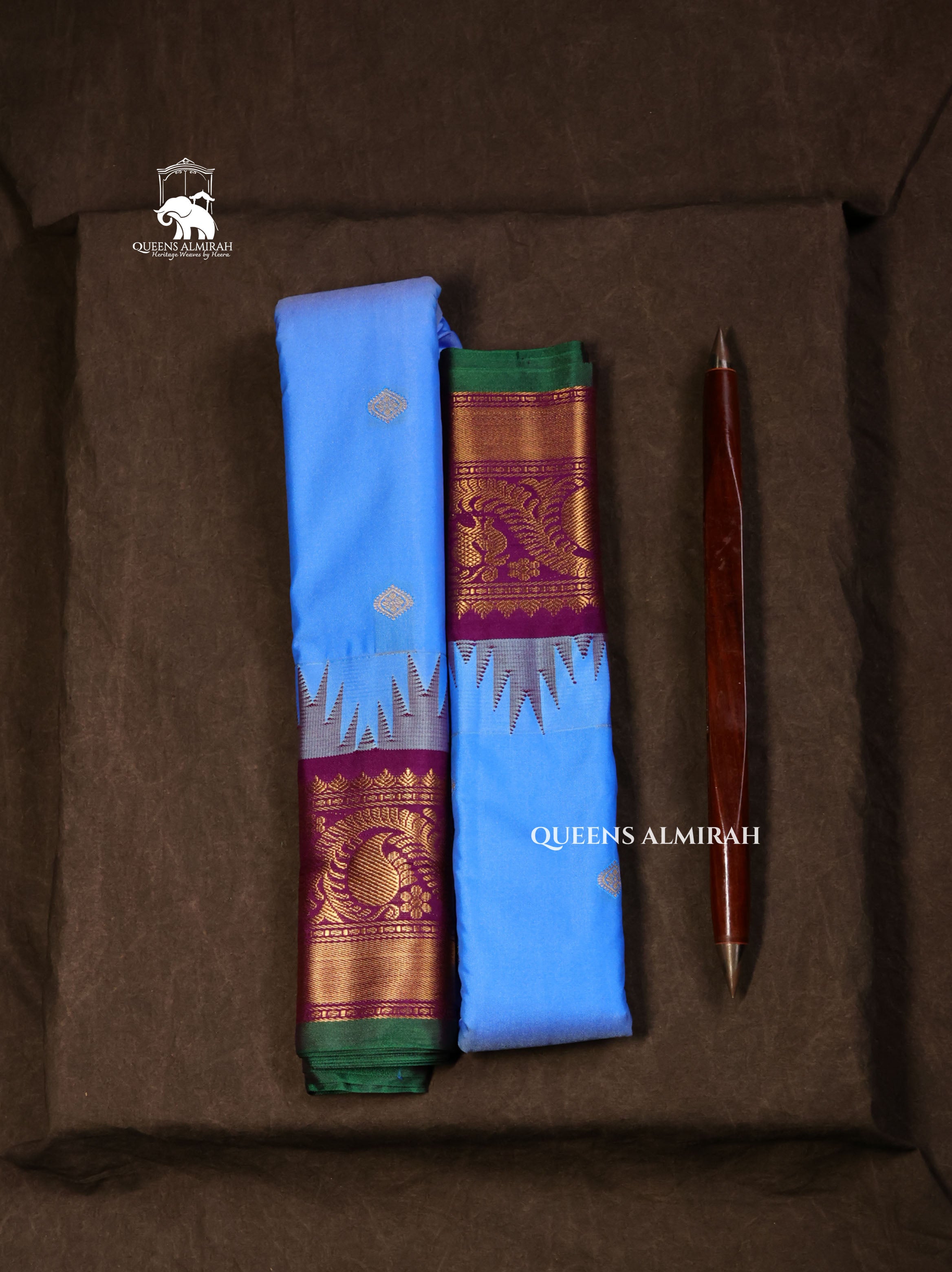 Lavender With Purple Semi Gadwal Silk Saree