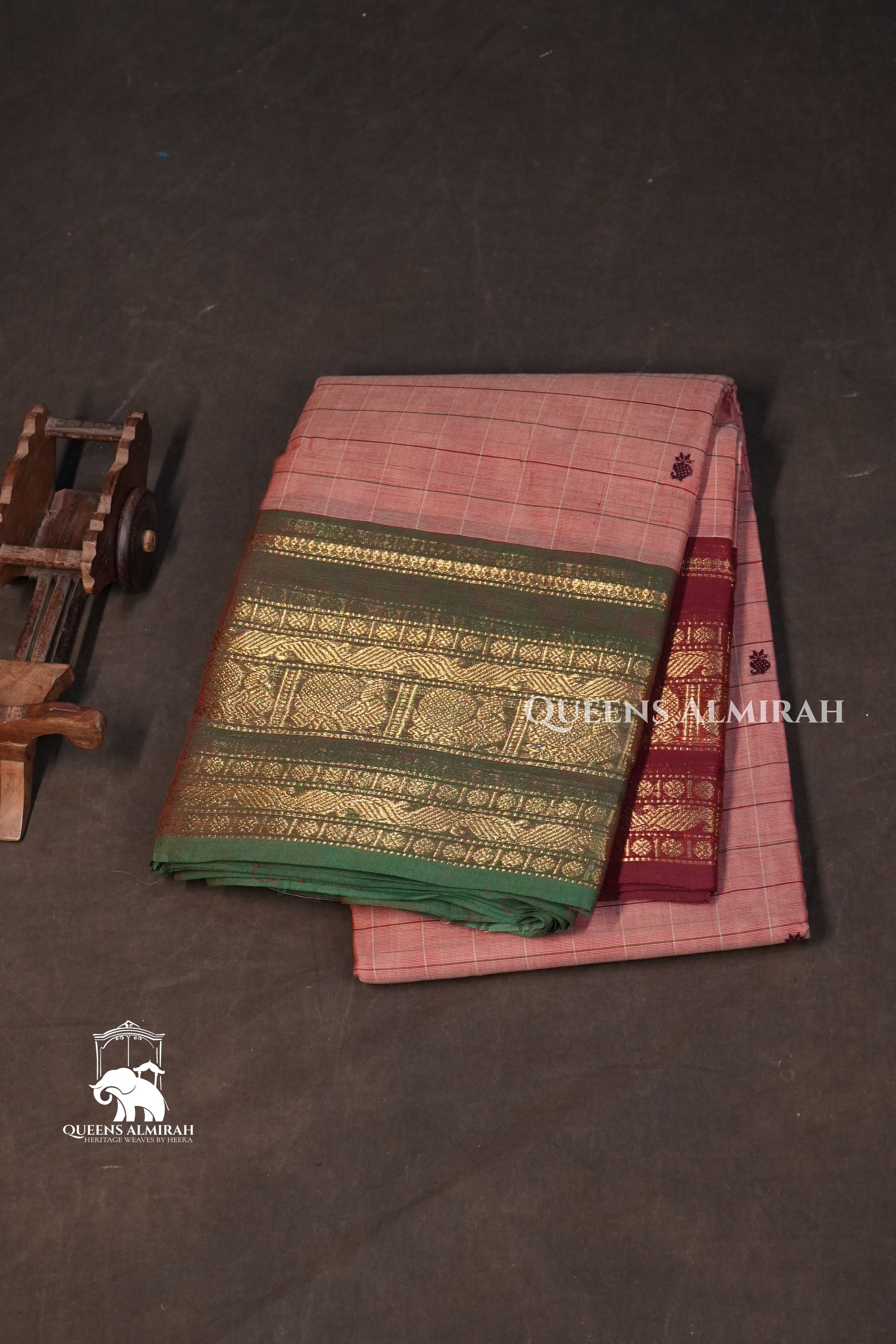 Dusky Rose With Ganga Jamuna Border Kanchi Cotton Saree