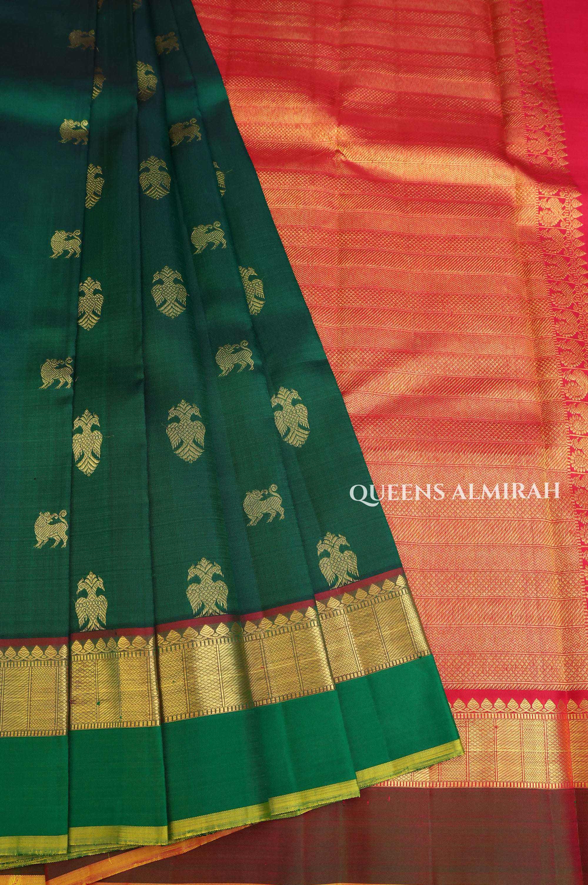 Bottle Green Pure kanchivaram Silk Saree