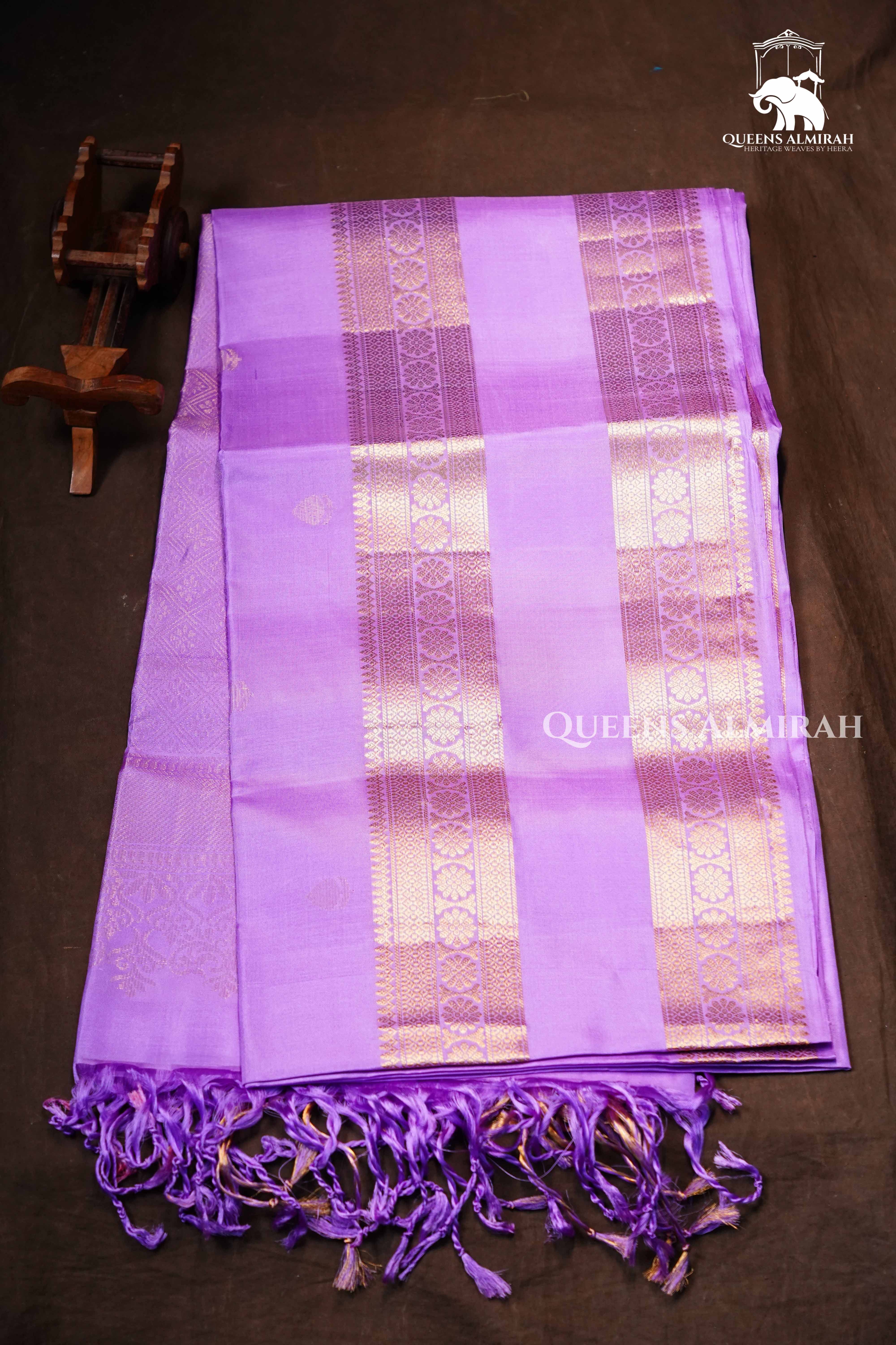 Lilac Purple Pure Soft Silk Saree