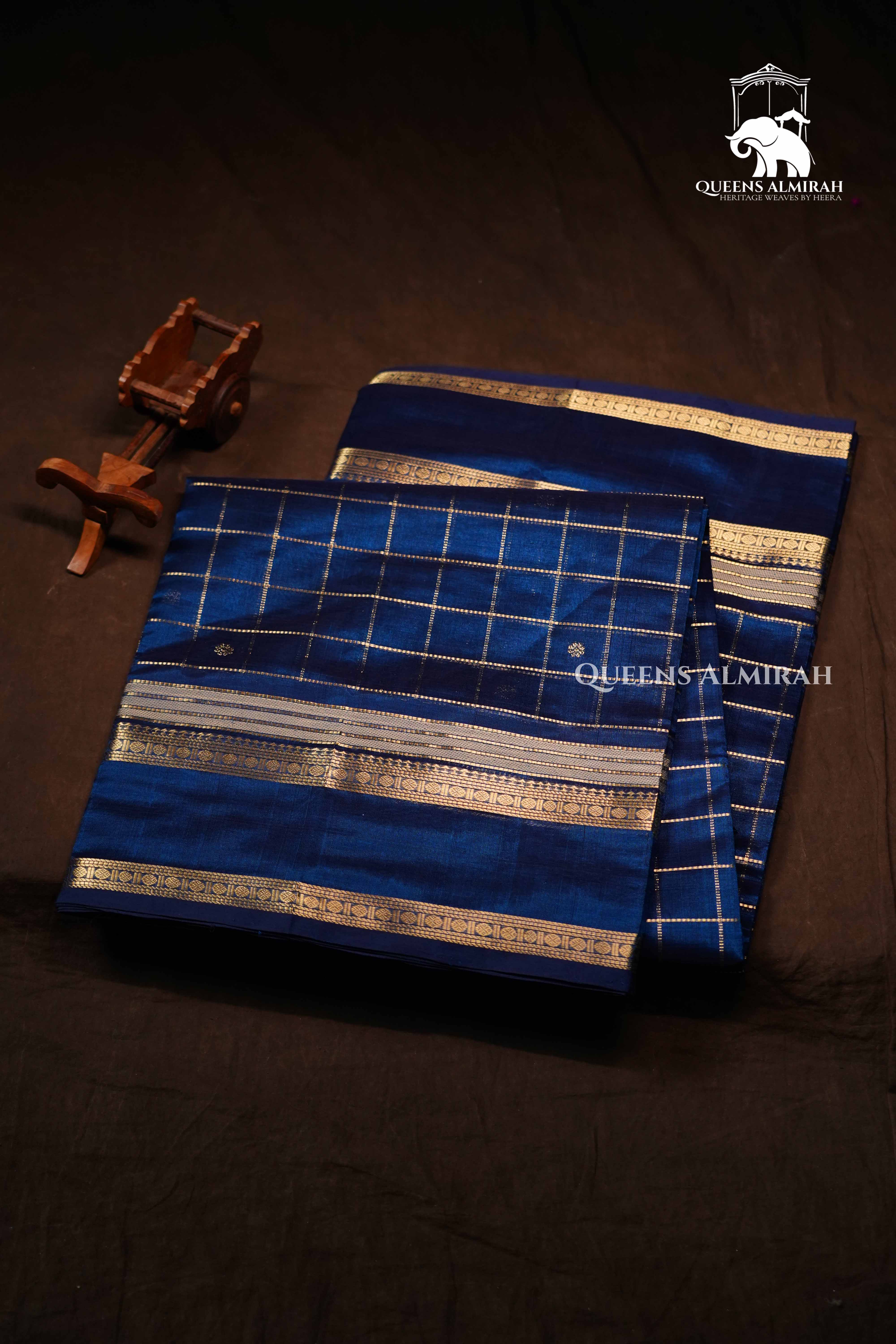 Royal Blue Karaikudi Chettinad Silk Cotton Saree