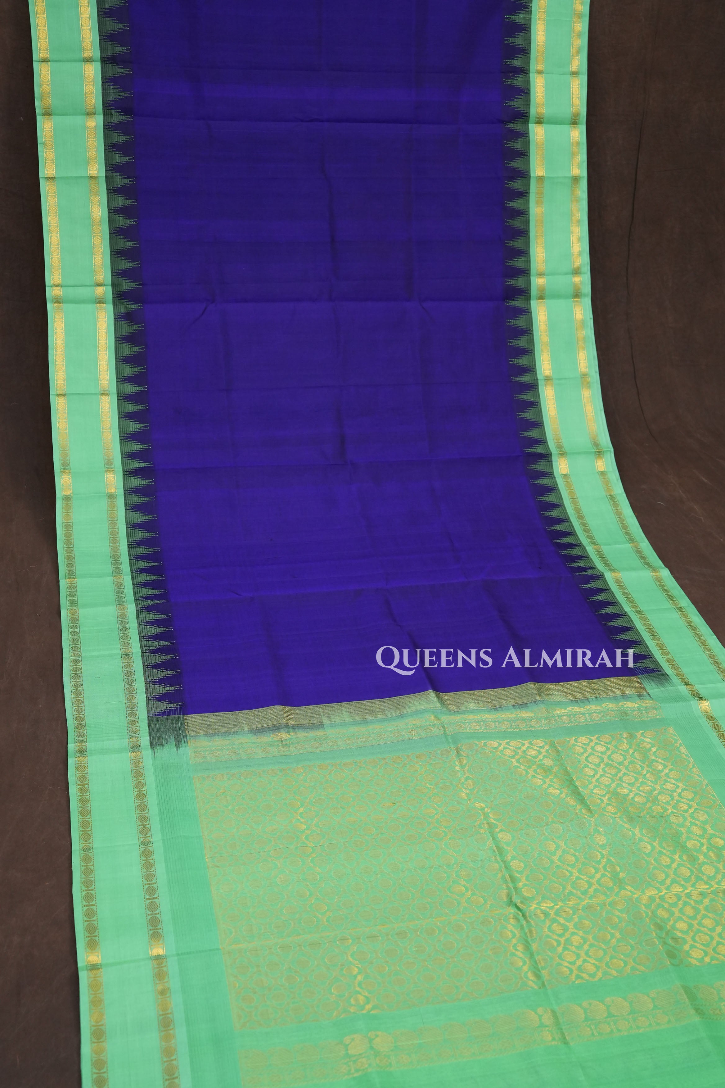 Ms Blue With Sea Green Pure Kanchi Silk Cotton Saree