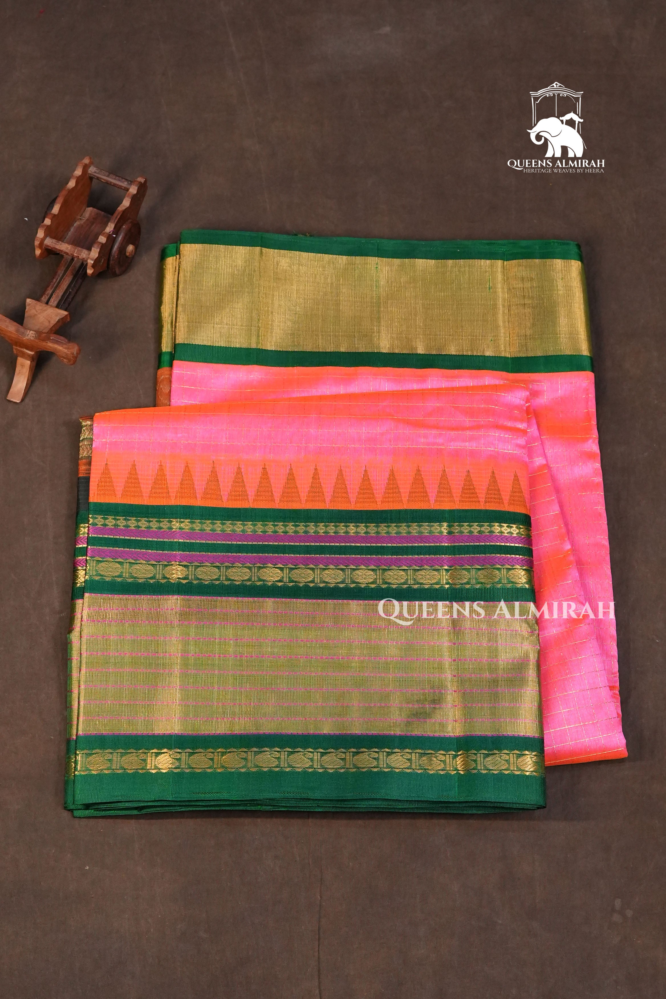 Pink With Green Pure Silk Cotton Saree