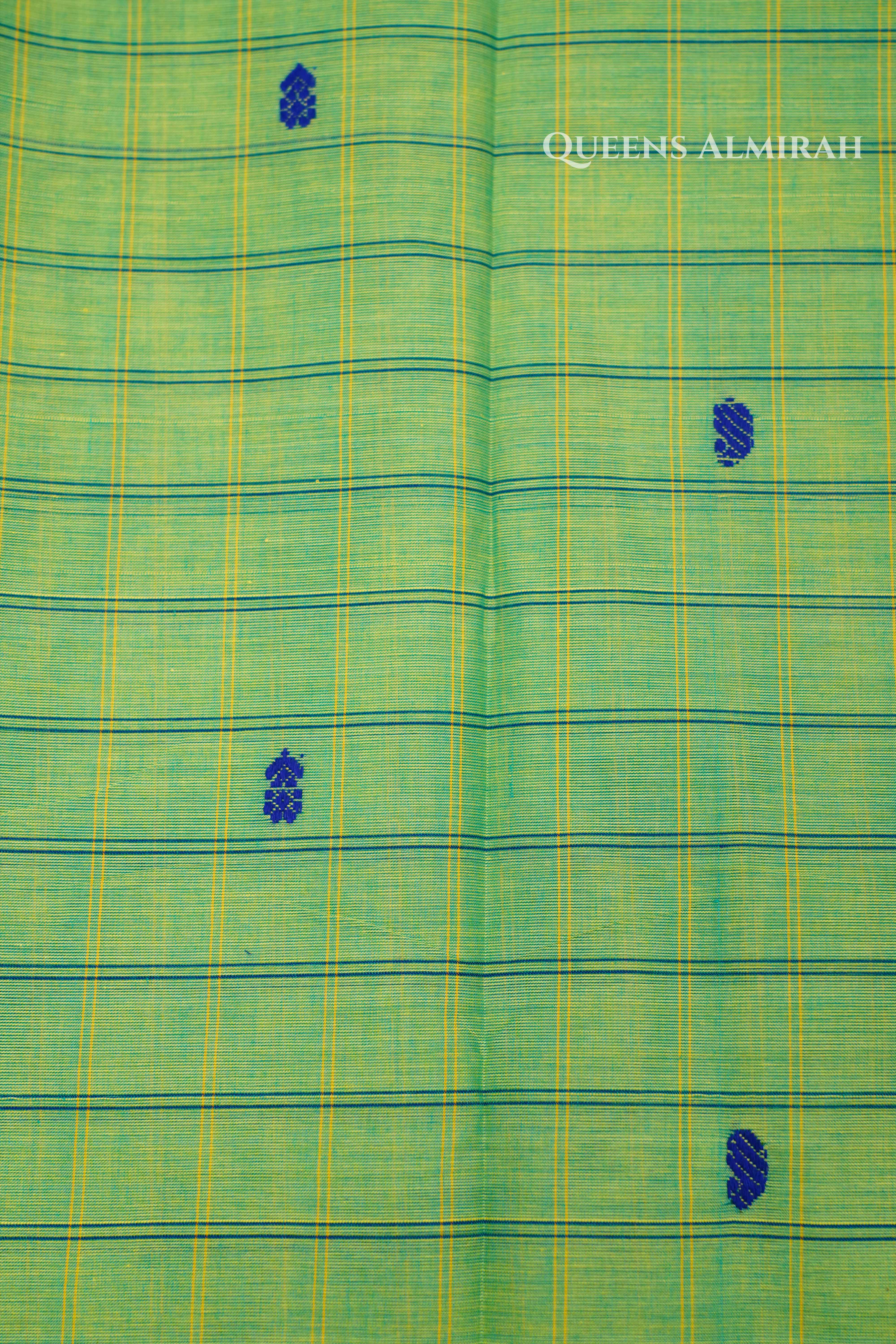 Pista Green With Blue Kanchi Cotton Saree
