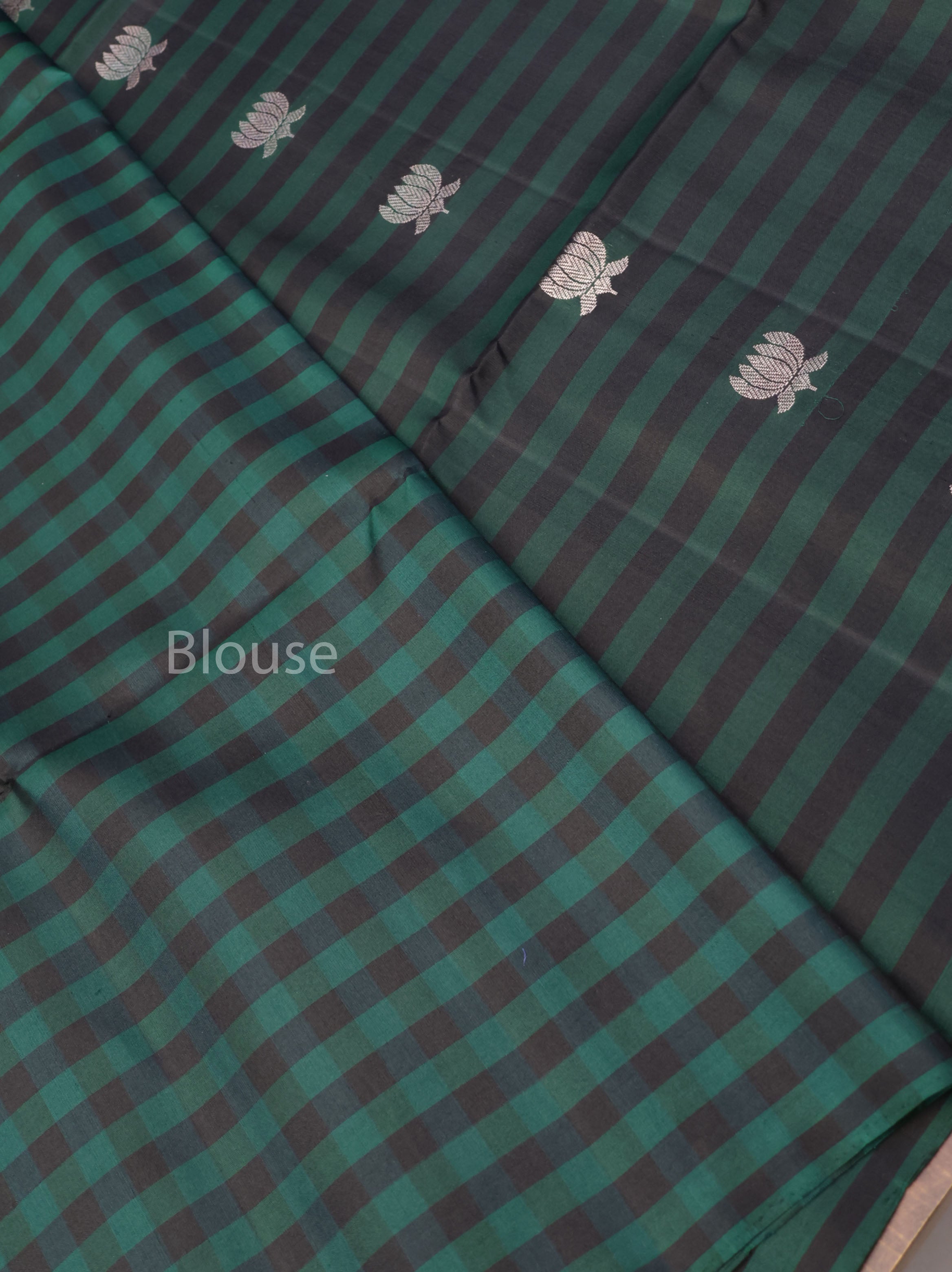 Green With Black Pure Soft Silk Saree