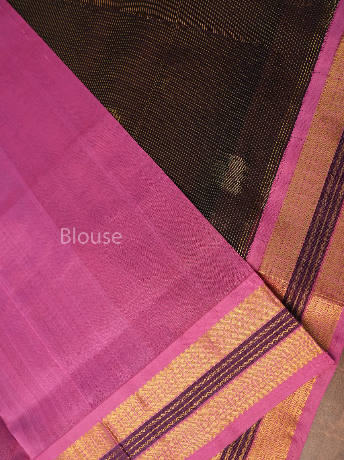 Cocoa Bean With Pink Pure Silk Cotton Saree