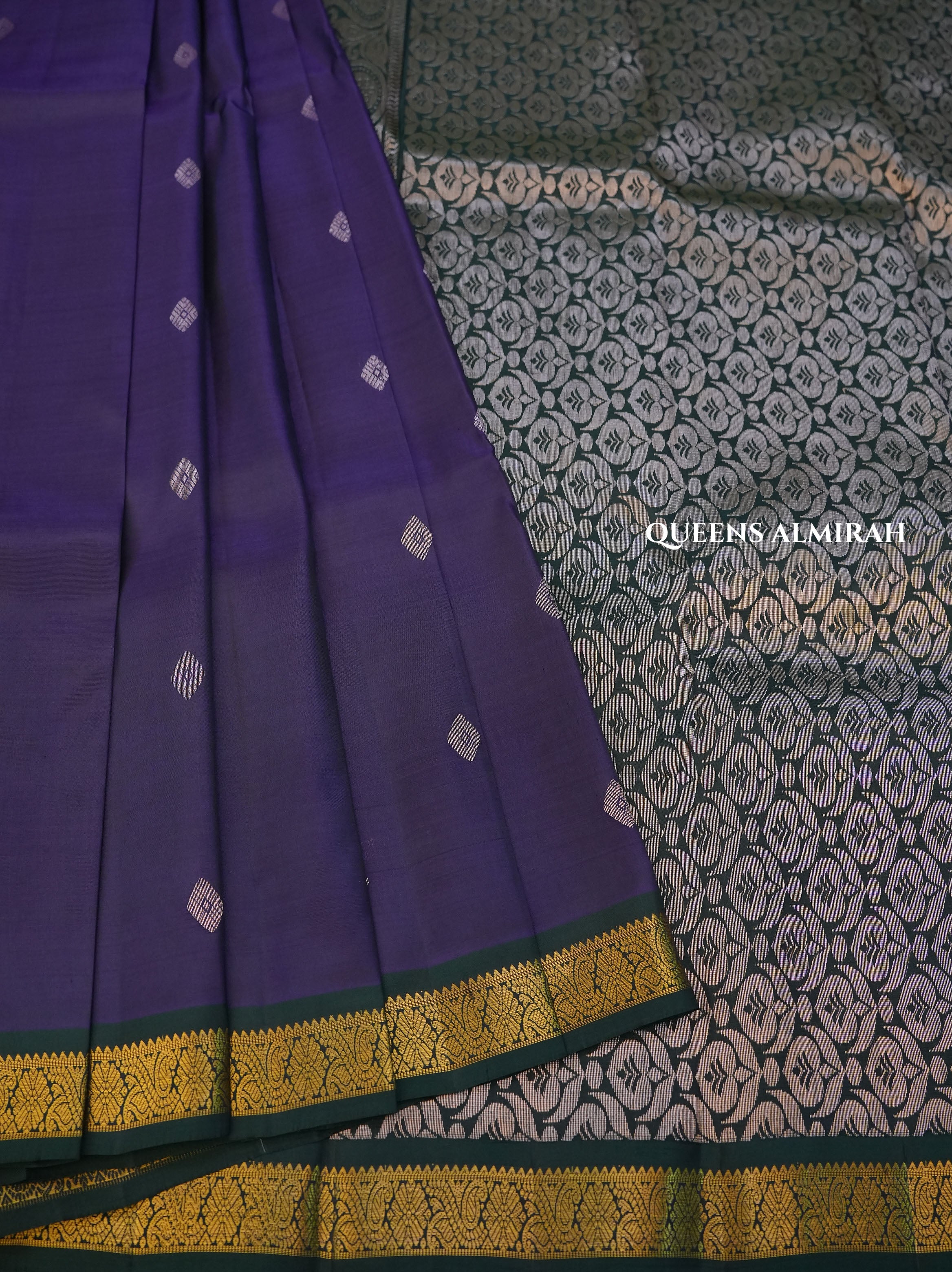 Navy Blue With Green Budget Kanchivaram Silk Saree