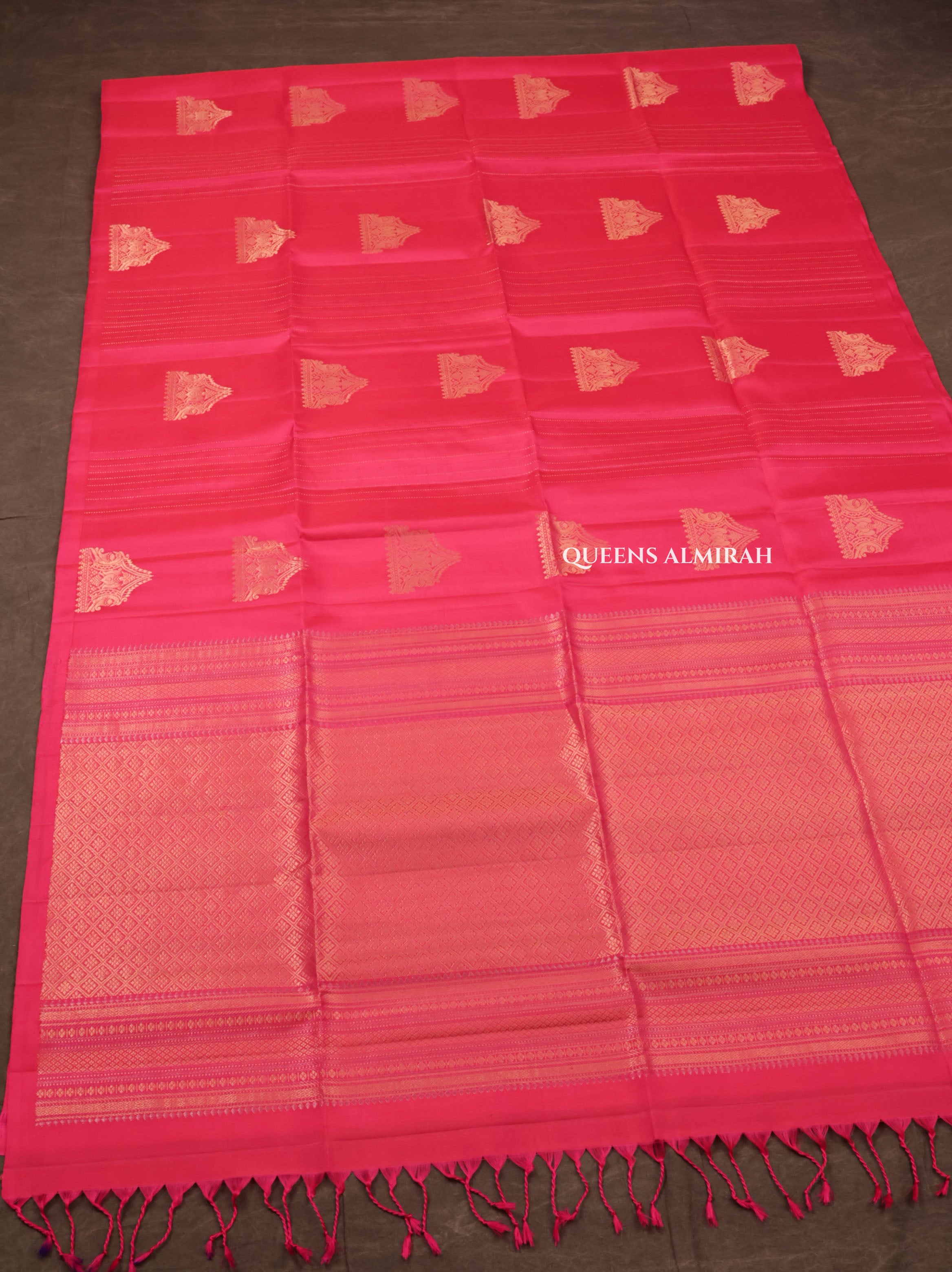 Rani Pink Pure Soft Silk Saree