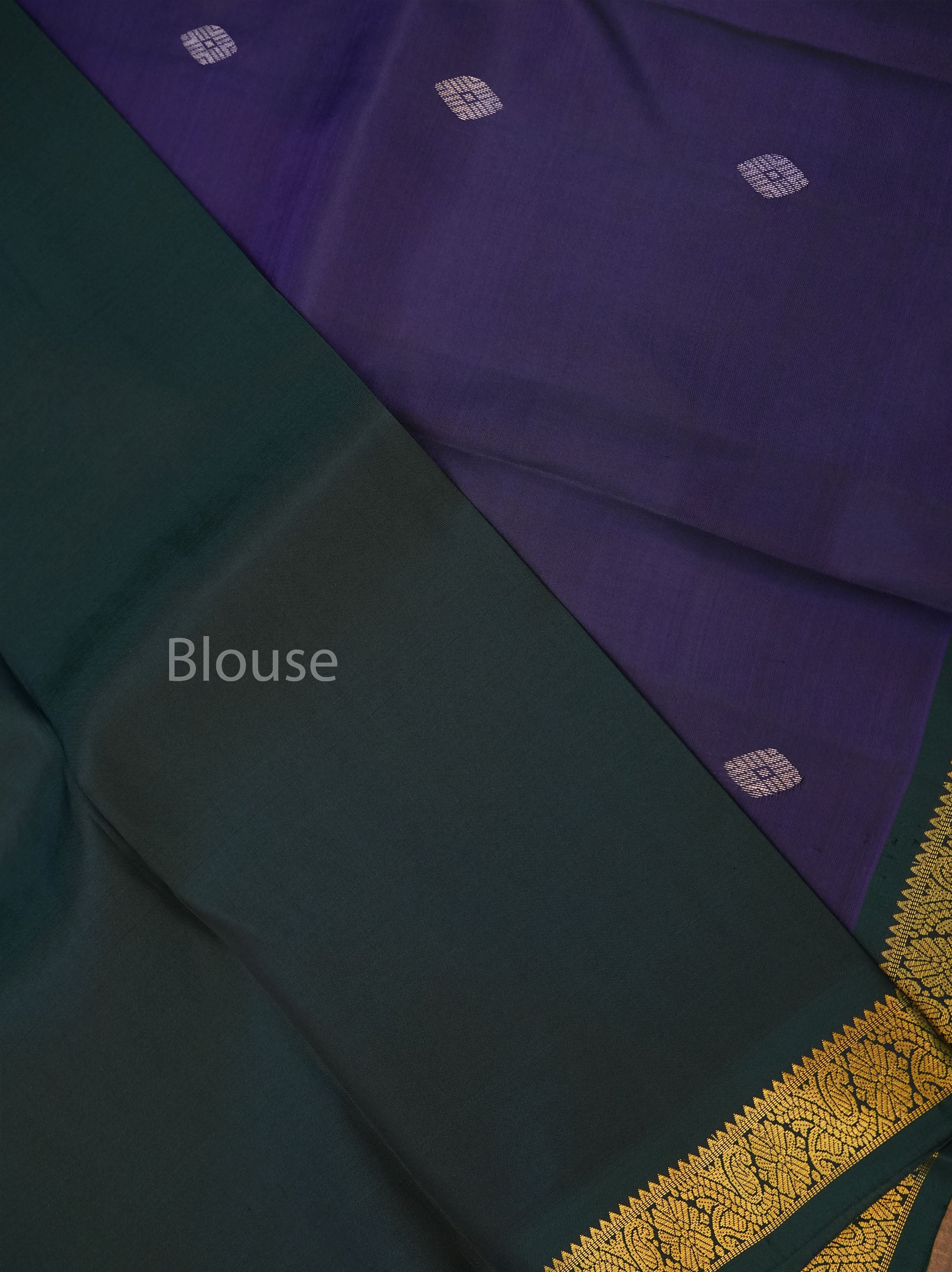 Navy Blue With Green Budget Kanchivaram Silk Saree