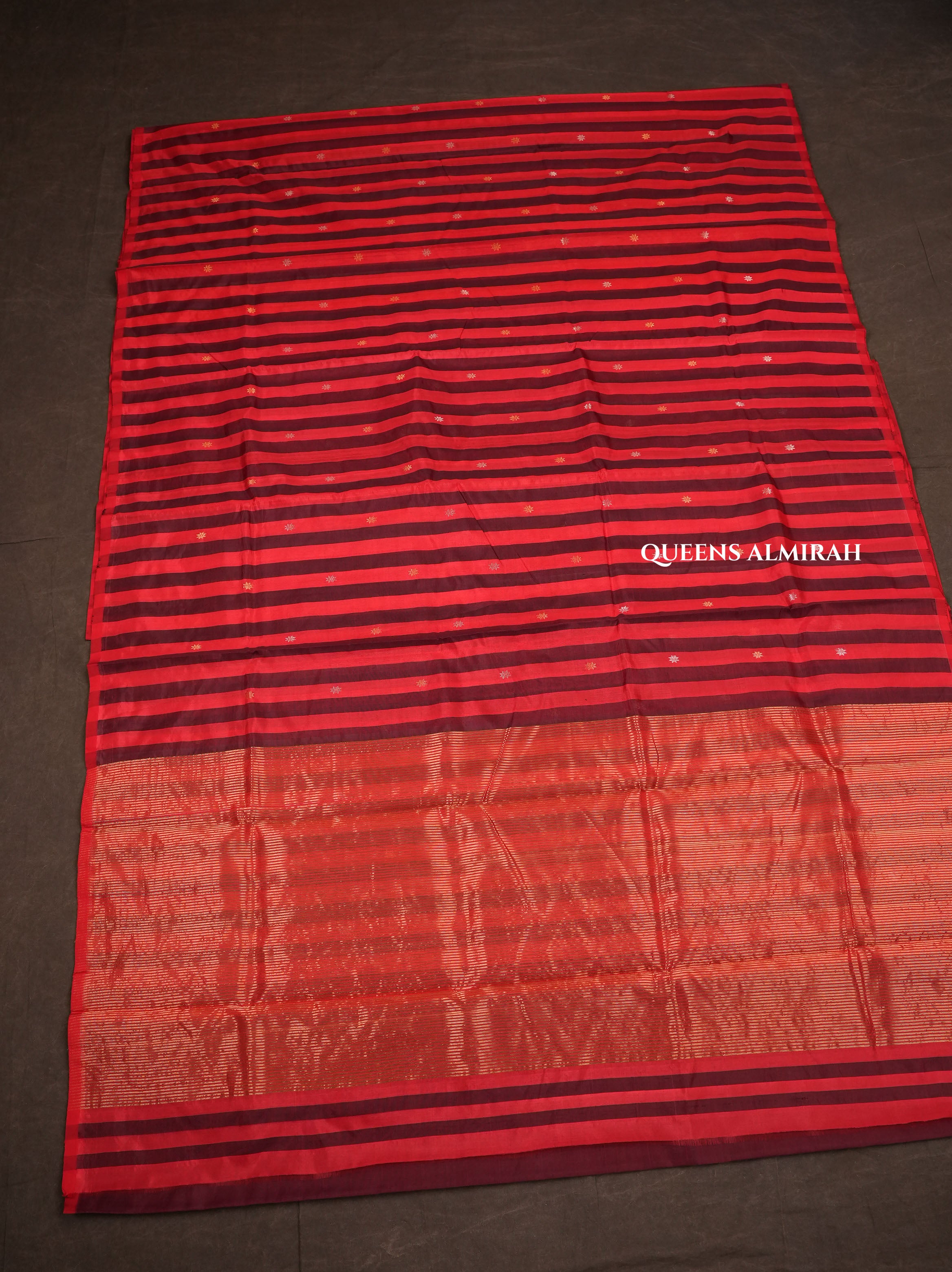 Red With Maroon Chanderi Silk Saree