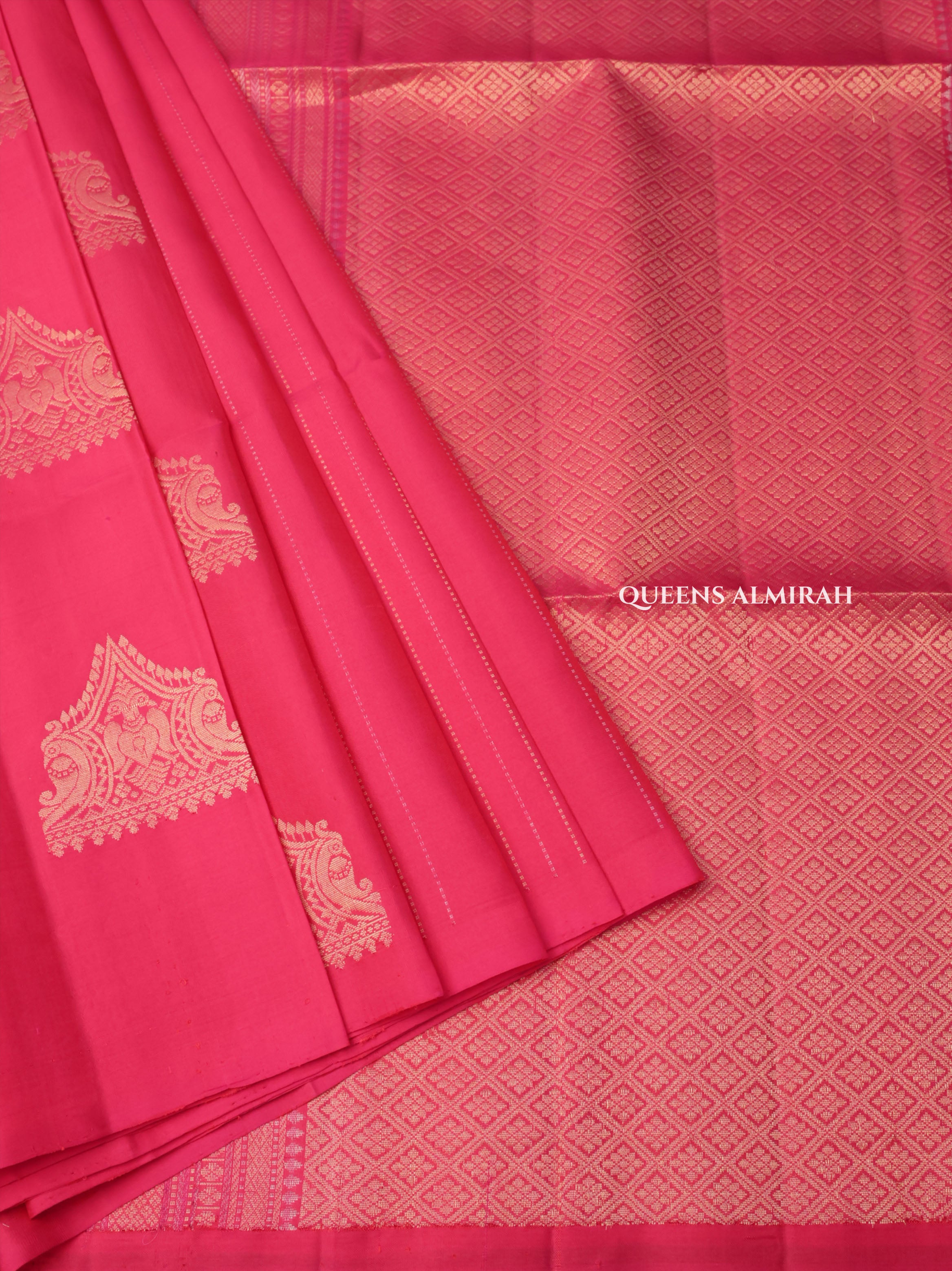 Rani Pink Pure Soft Silk Saree