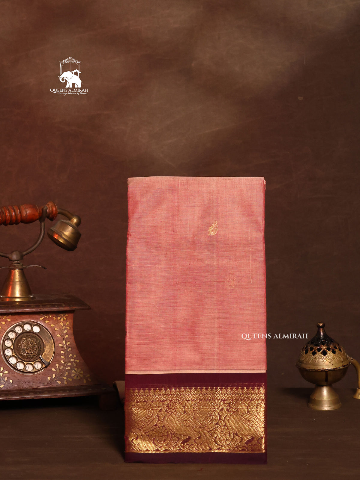 Pink With Brown Kanchi Cotton Saree