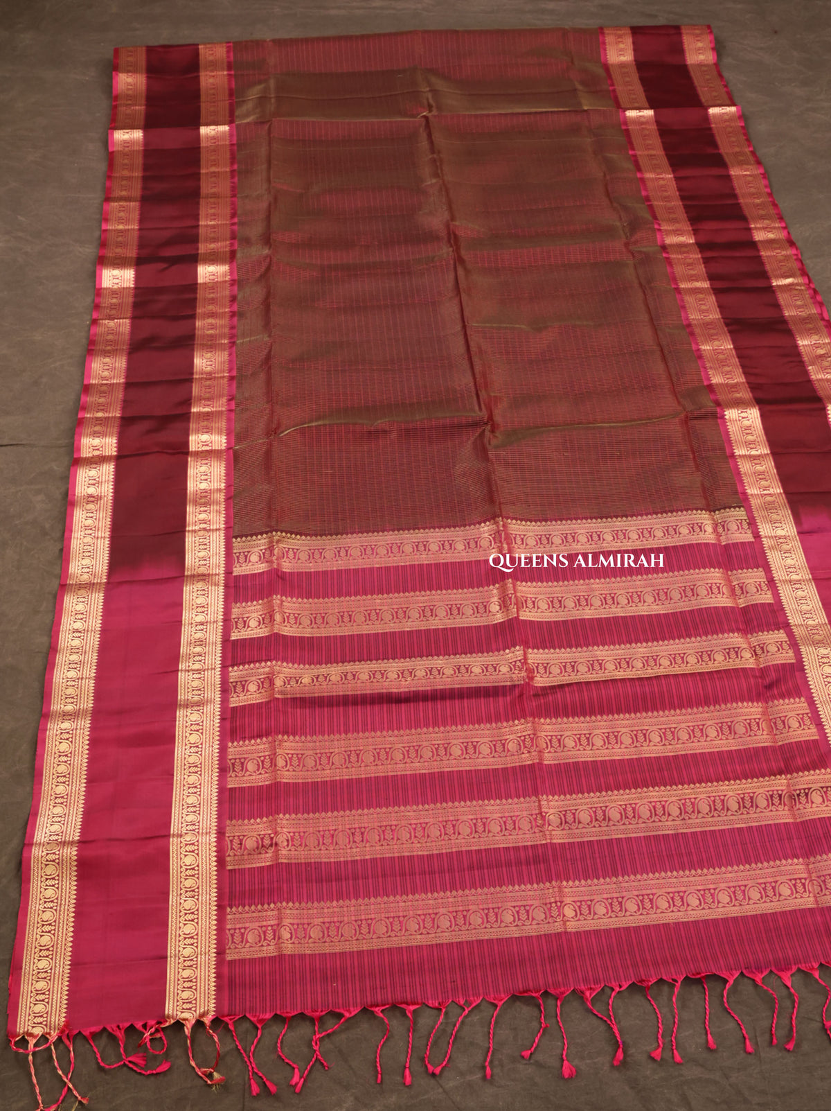 Dark Coffee Brown Payadi Pure Soft Silk Saree