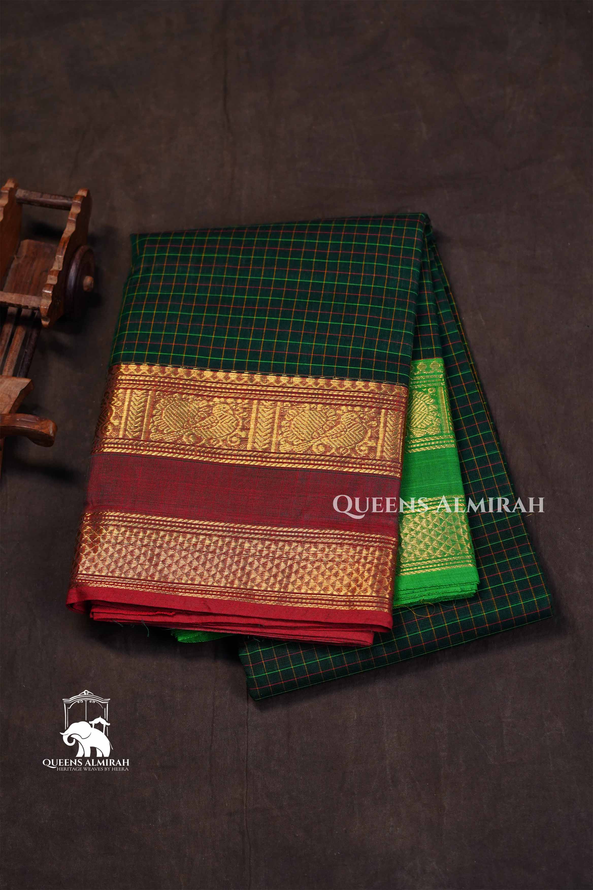 Algae Green Kanchi Cotton Saree