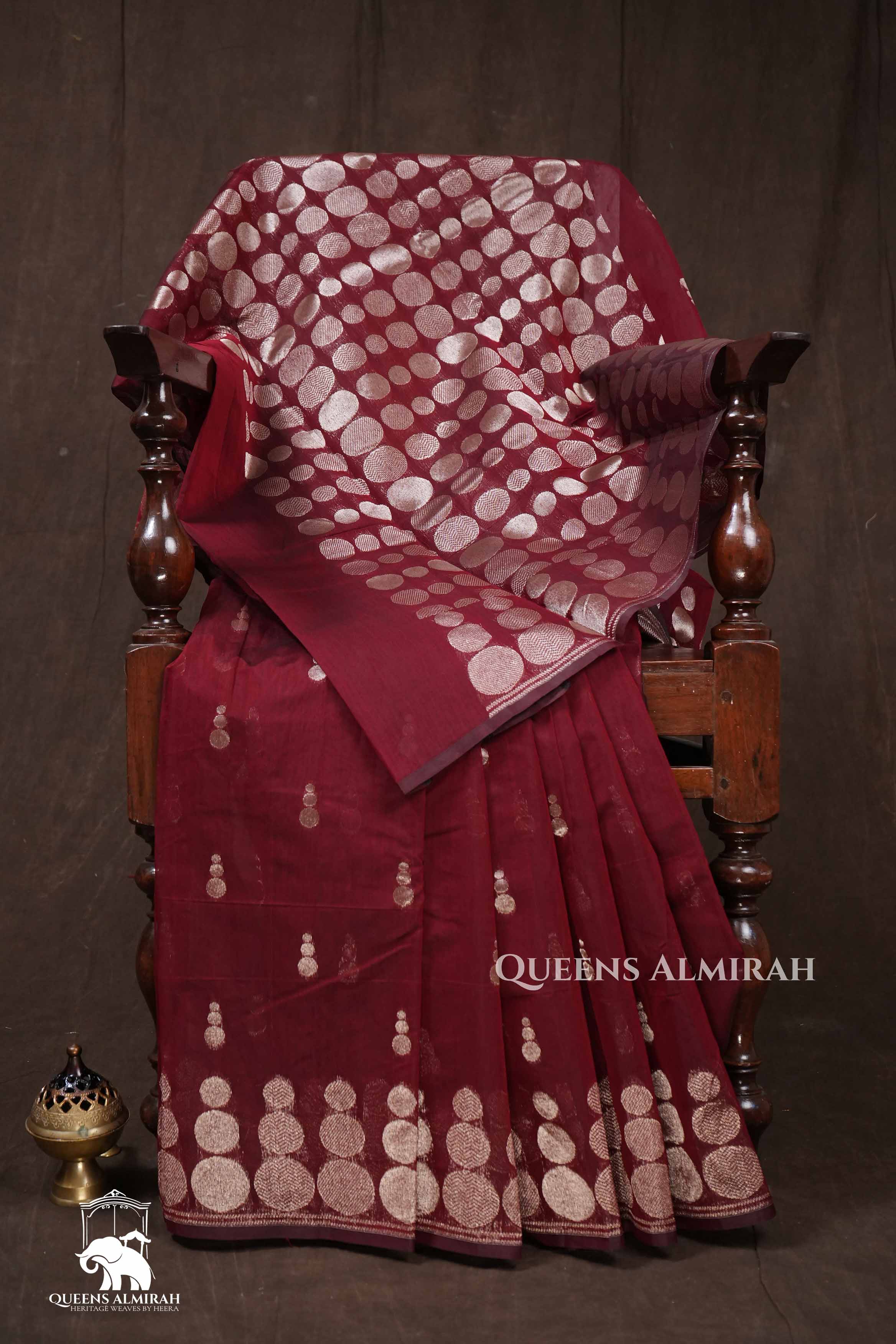 Maroon Semi Silk Cotton Saree