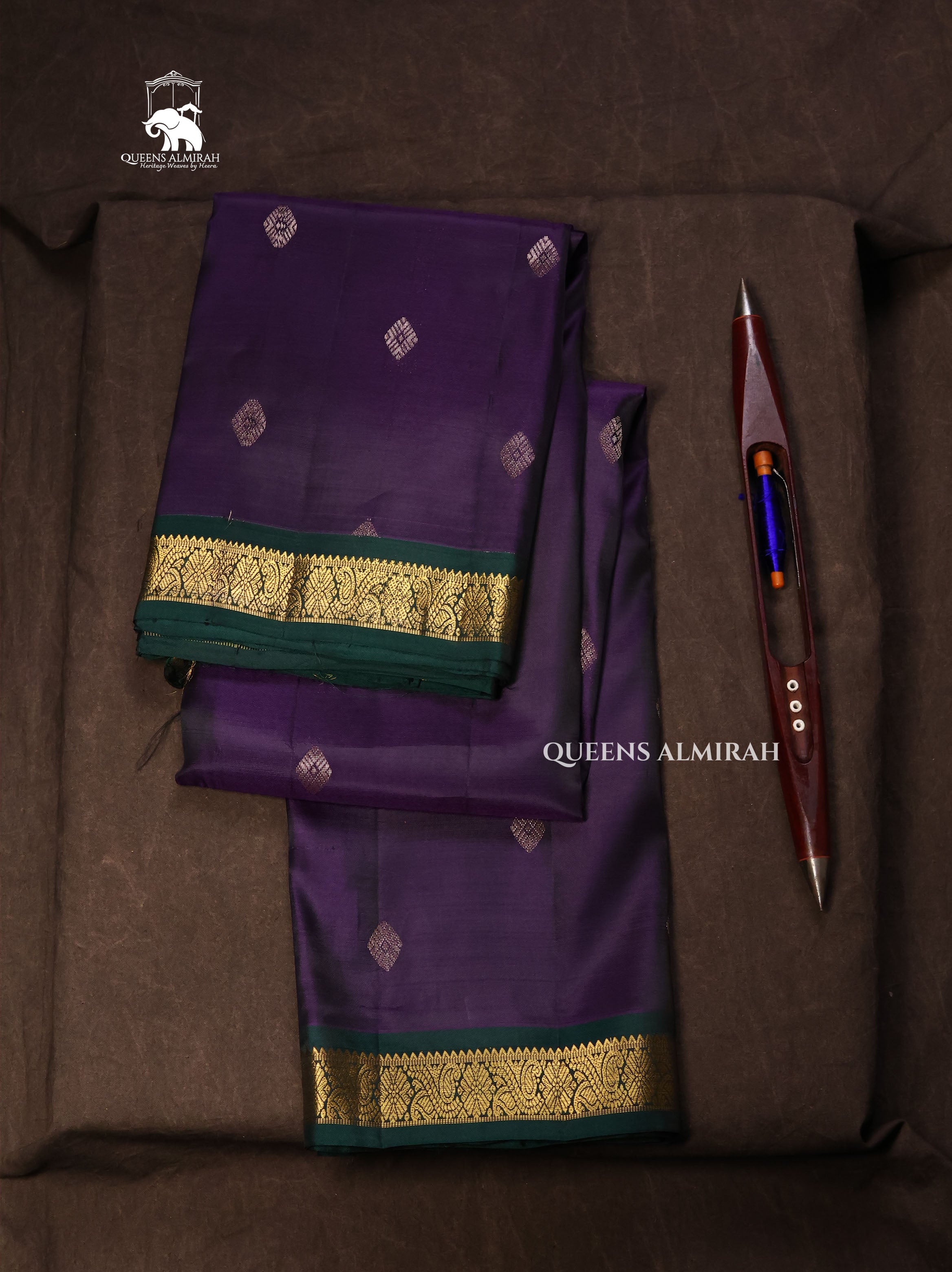 Navy Blue With Green Budget Kanchivaram Silk Saree