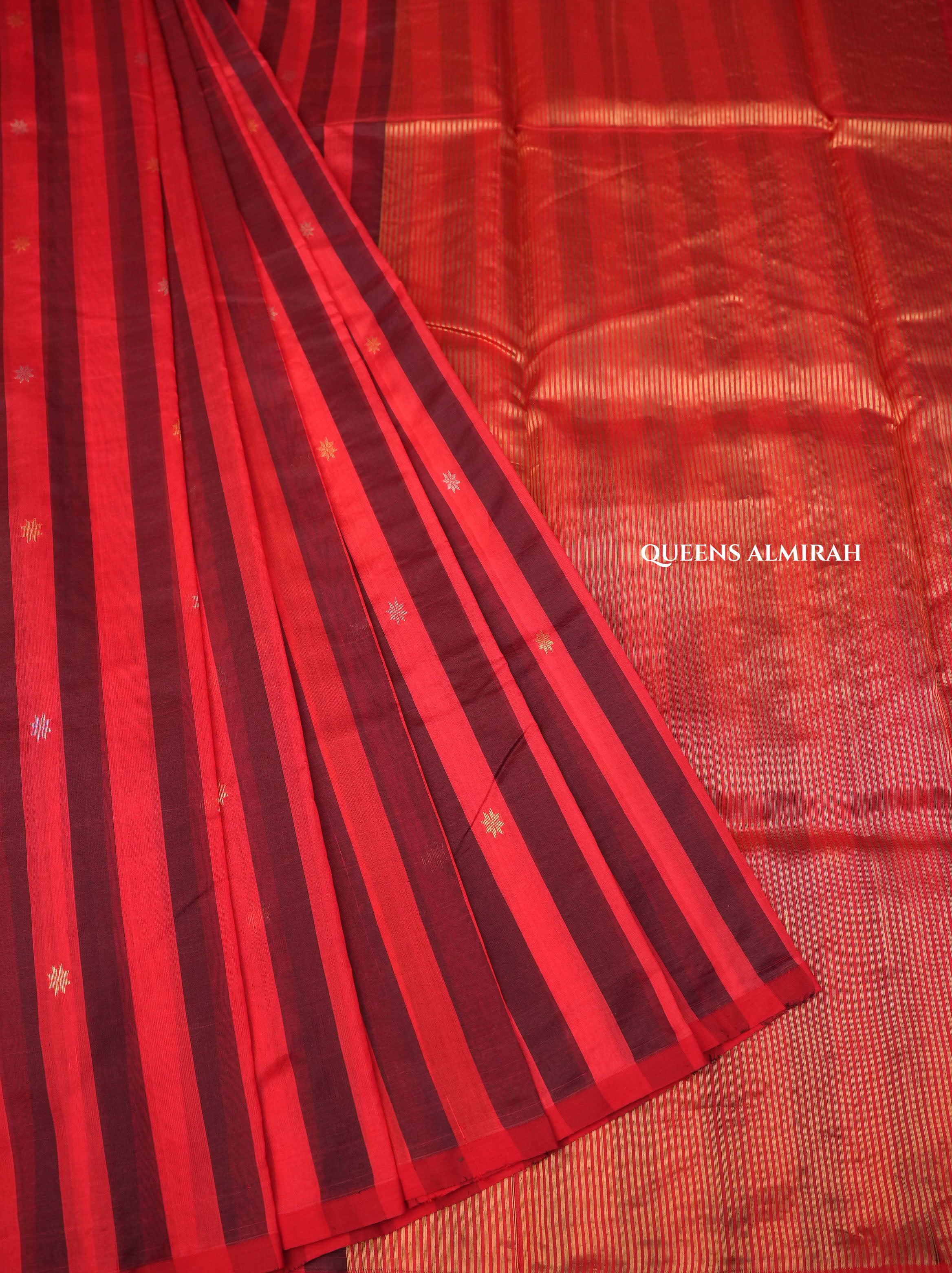 Red With Maroon Chanderi Silk Saree