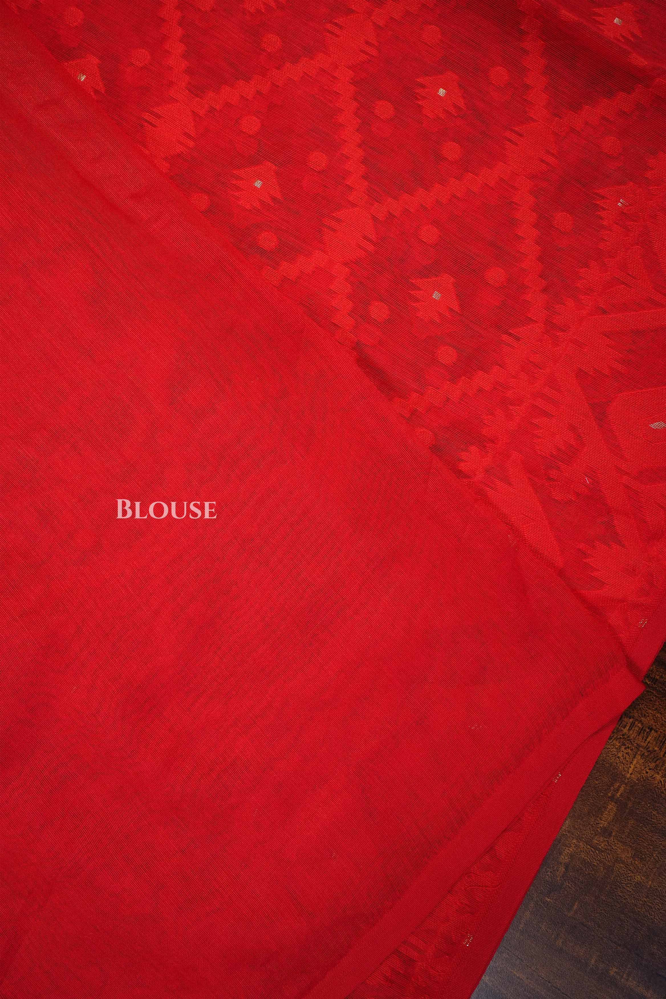 Red Jamdani Cottoon Saree