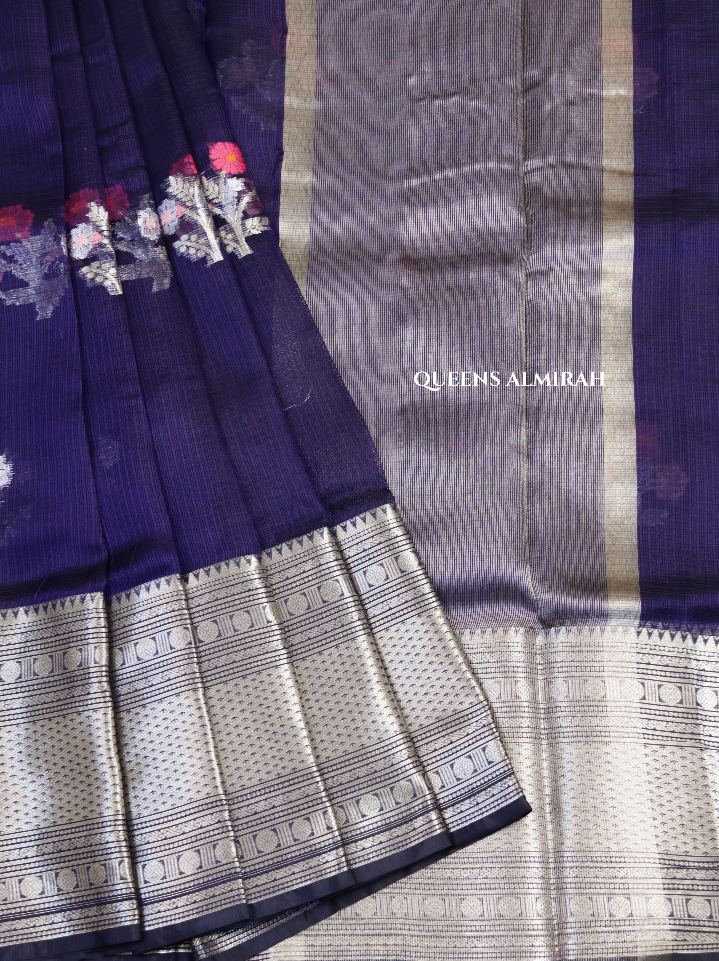 Navy Blue Pure Kota Silk Saree