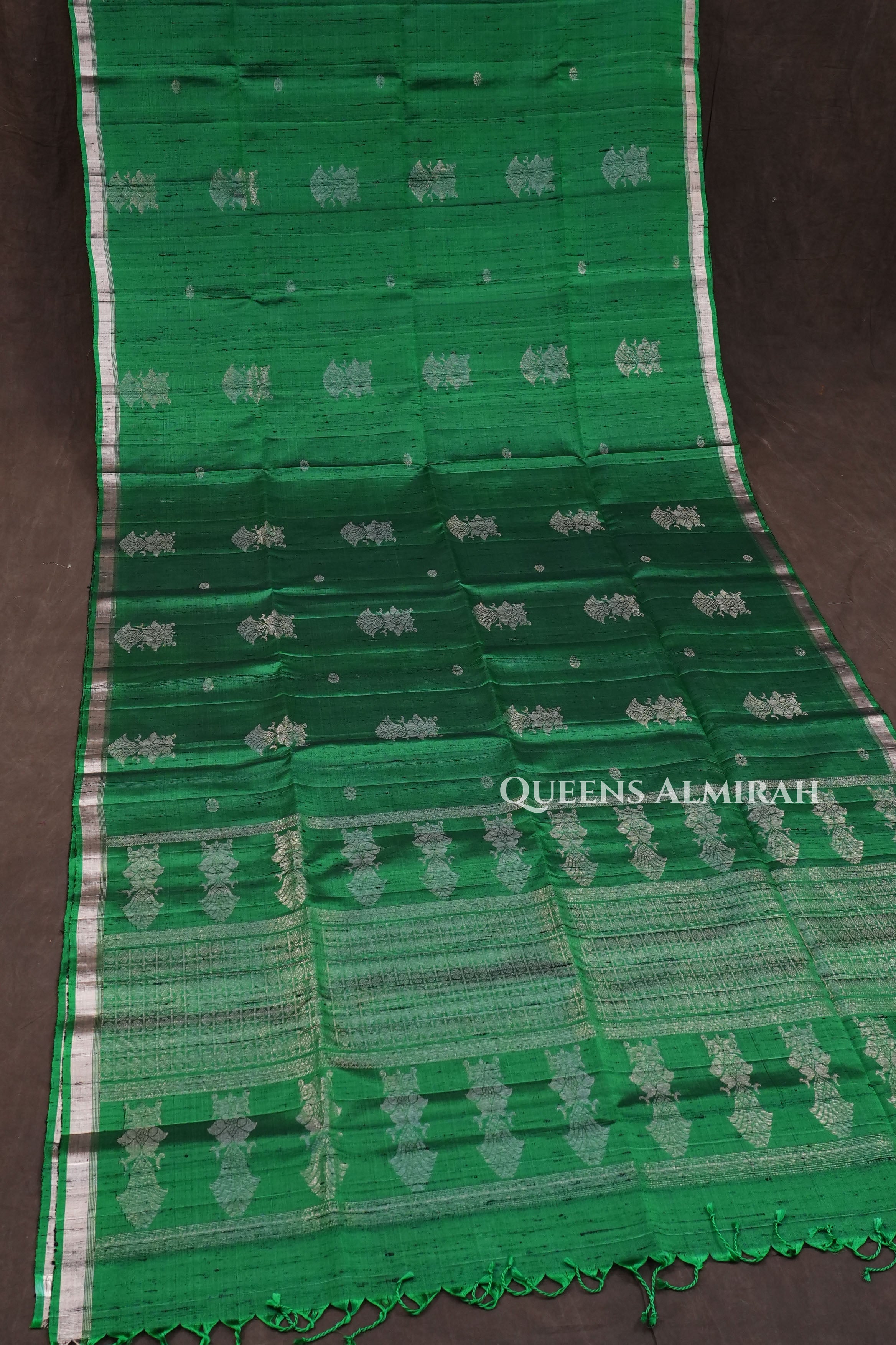 Dark Meenakshi Green Pure Kanchivaram Raw Silk Saree