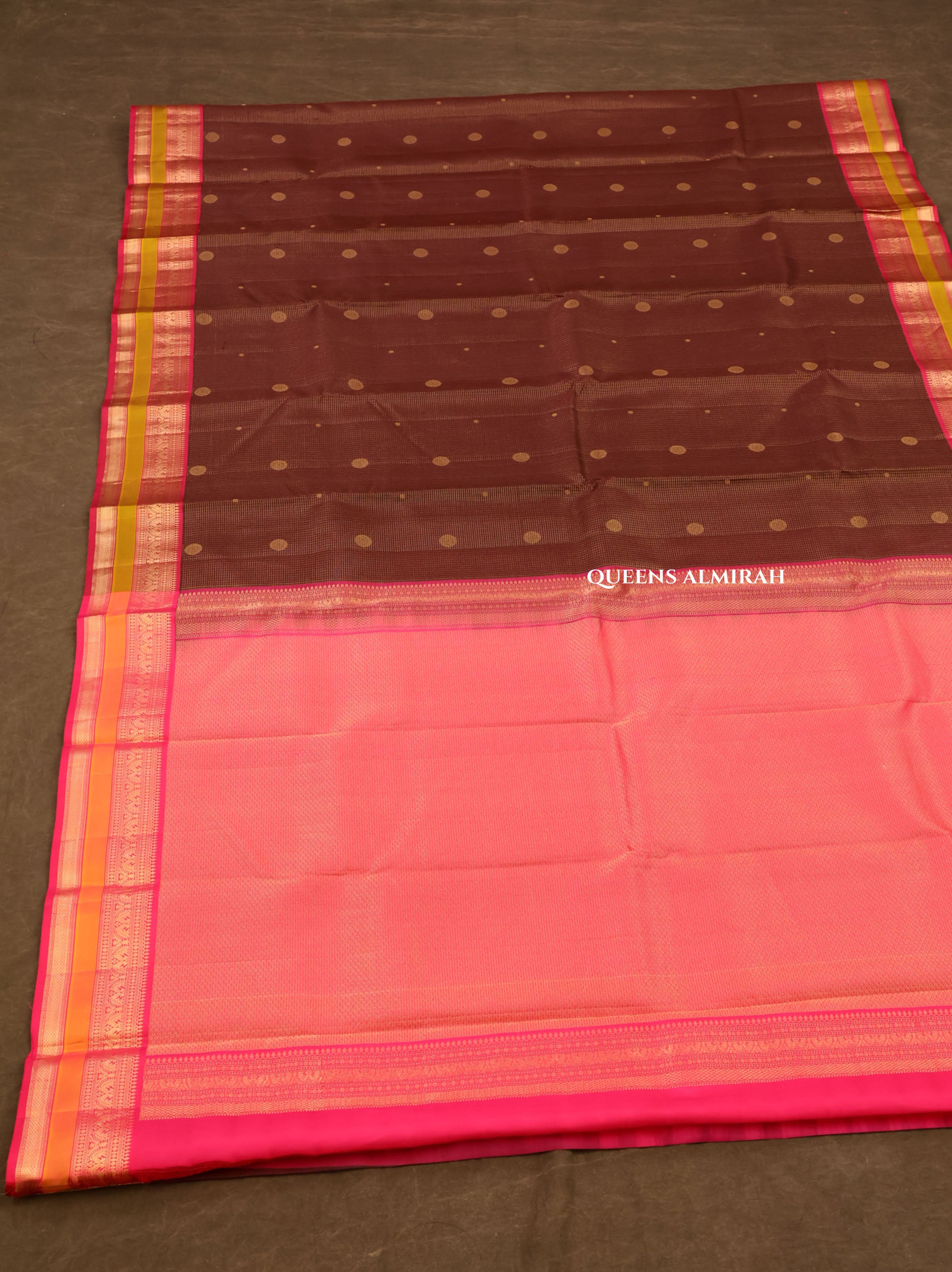 Brown With Pink Pure Kanchivaram Silk Saree